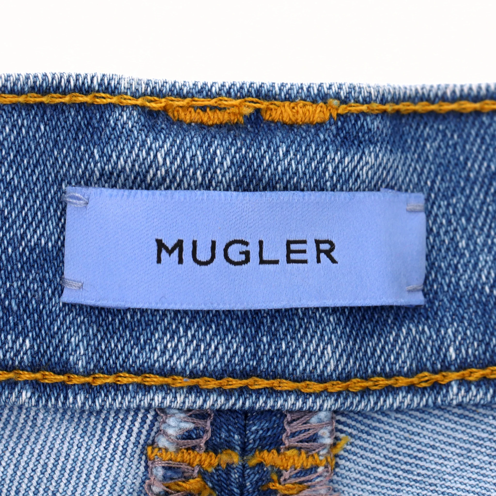 Mugler Two-Tone Skinny Spiral Jeans. Size 36FR - Image 8