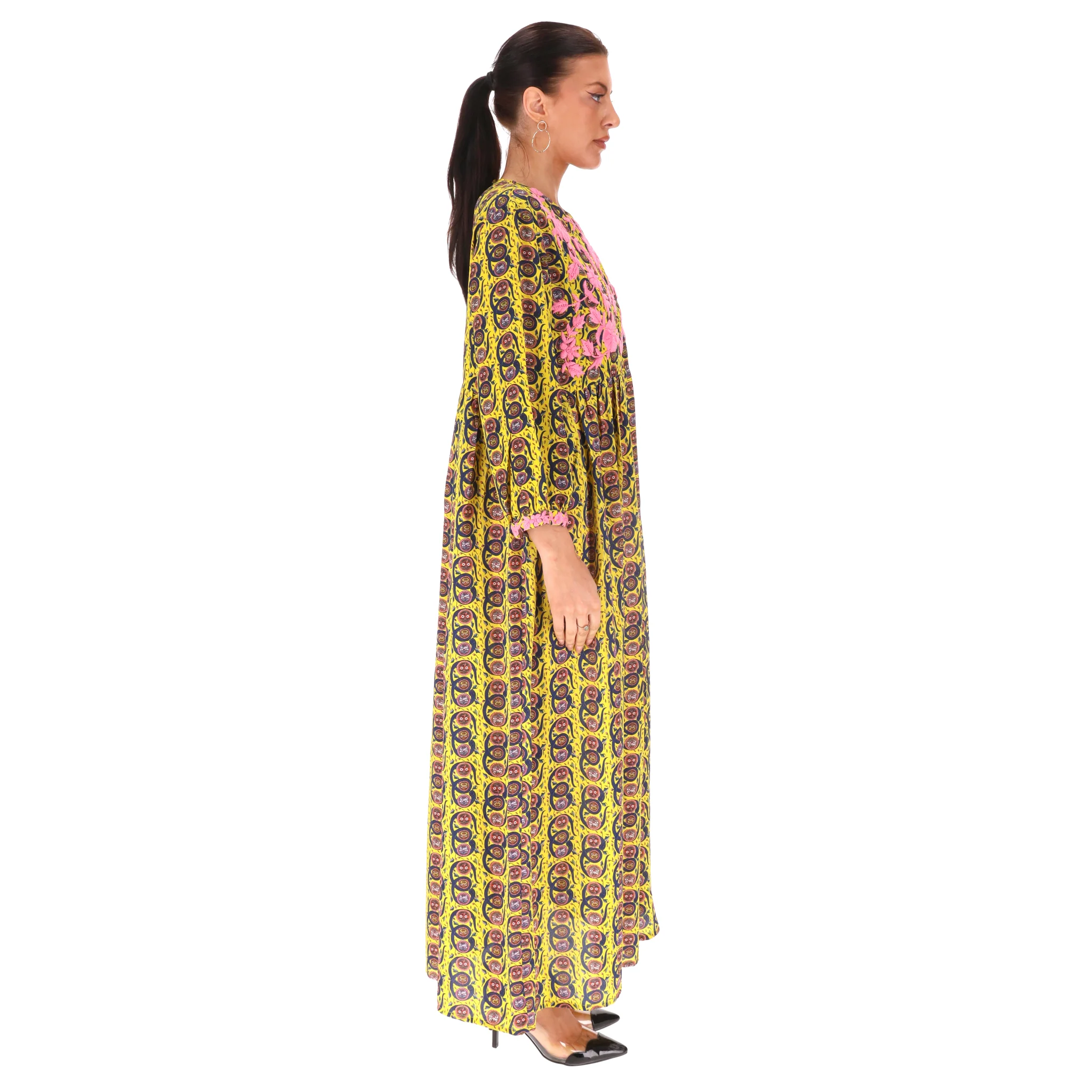 Muzungu Sisters Embroidered Silk Touba Dress. Size L - Image 3