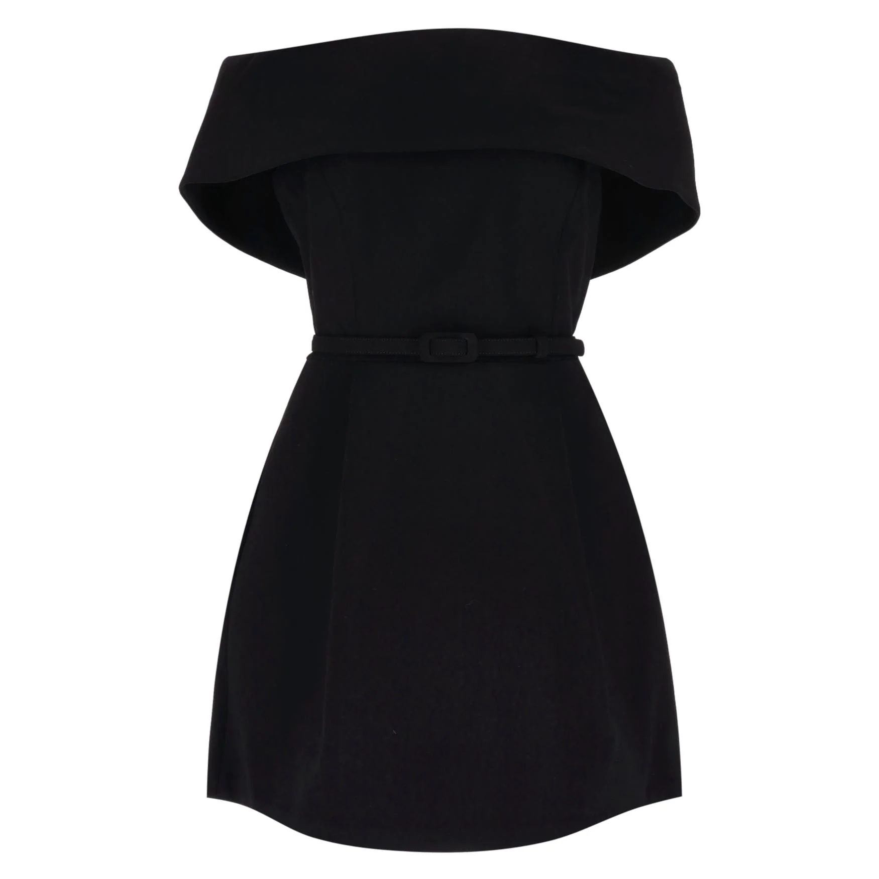 Nadine Merabi Off-The-Shoulder Belted Crepe Mini Dress. Size 10UK