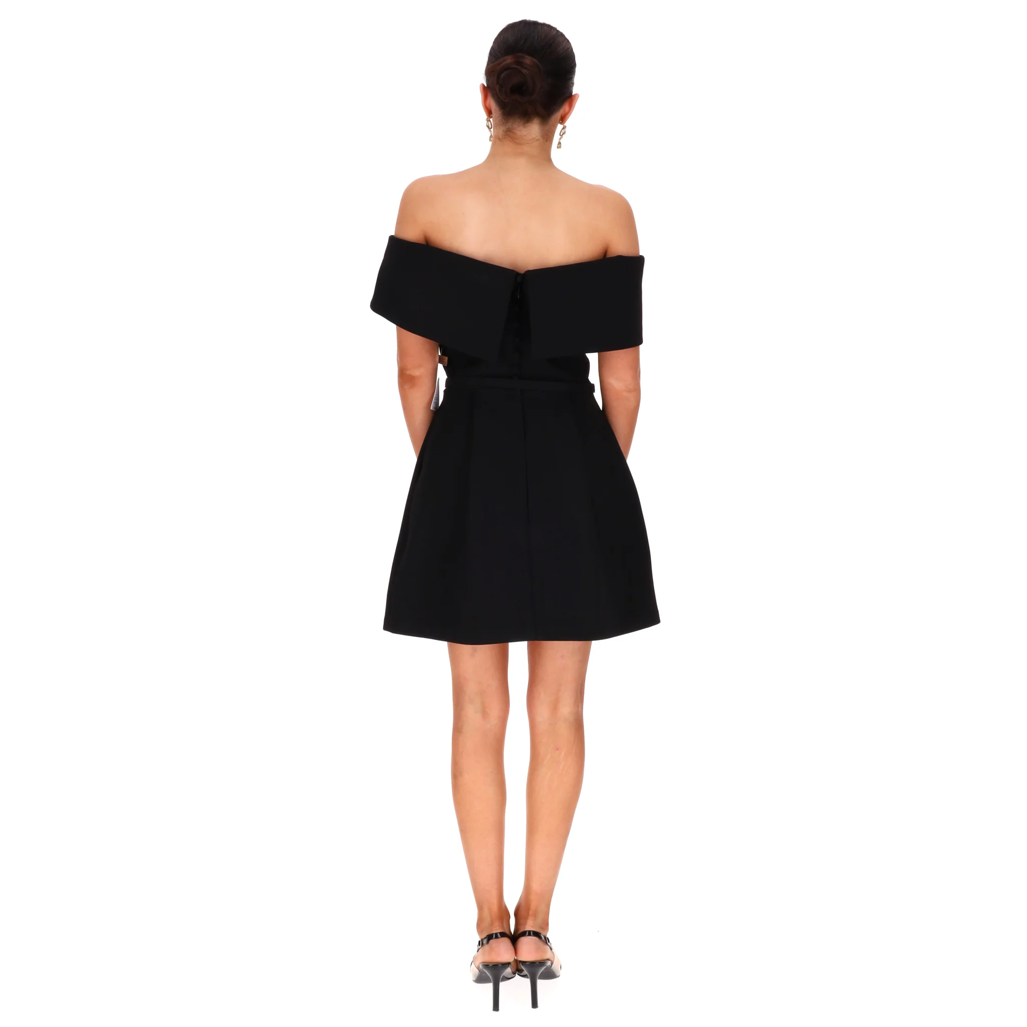Nadine Merabi Off-The-Shoulder Belted Crepe Mini Dress. Size 10UK - Image 4