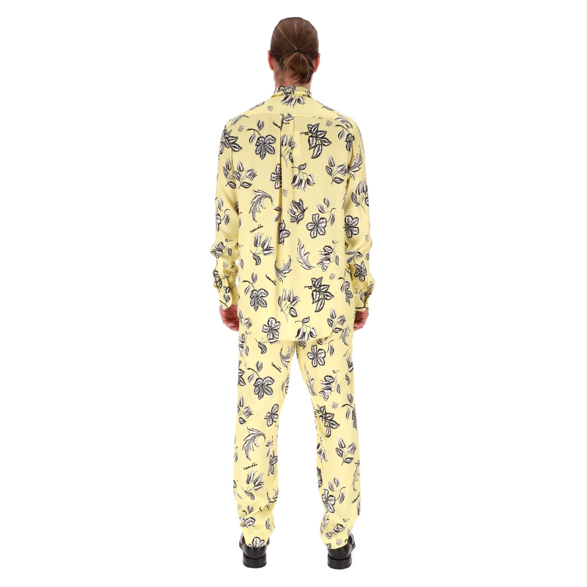 Nanushka Floral-Print Satin Shirt & Trousers Suit/Set. Size S - Image 4