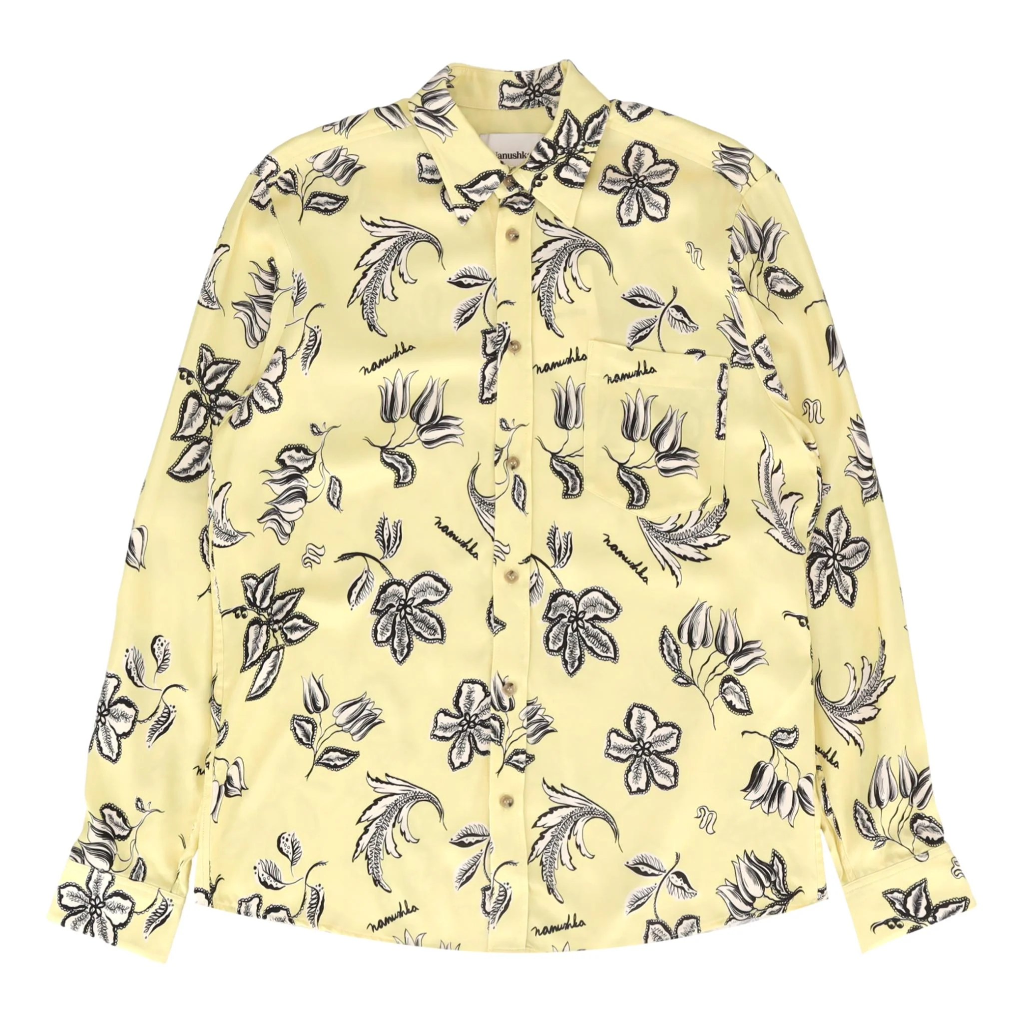 Nanushka Floral-Print Satin Shirt & Trousers Suit/Set. Size S - Image 5