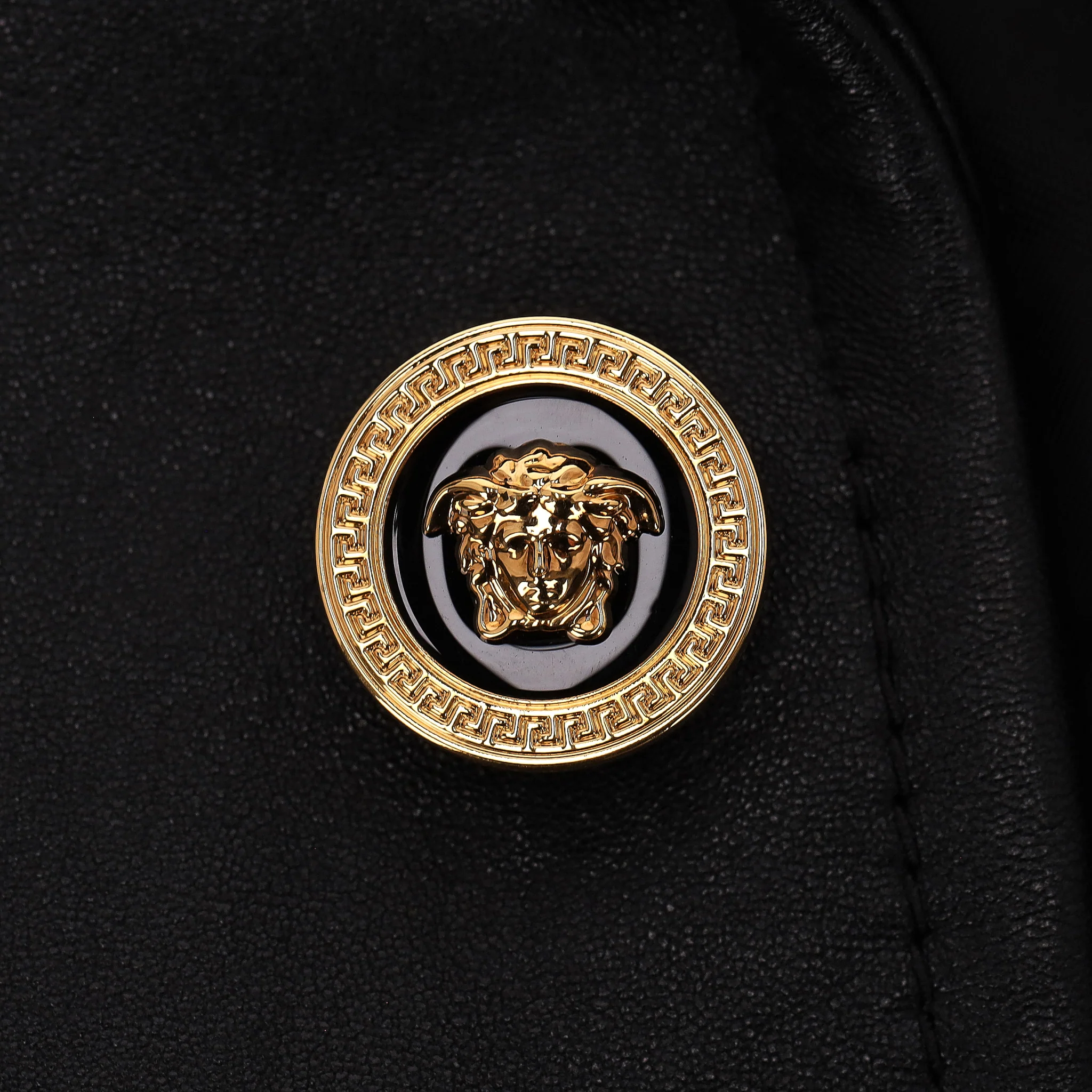 Versace Lambskin Leather Jacket With Greca Fur Collar. Size 46IT - Image 5