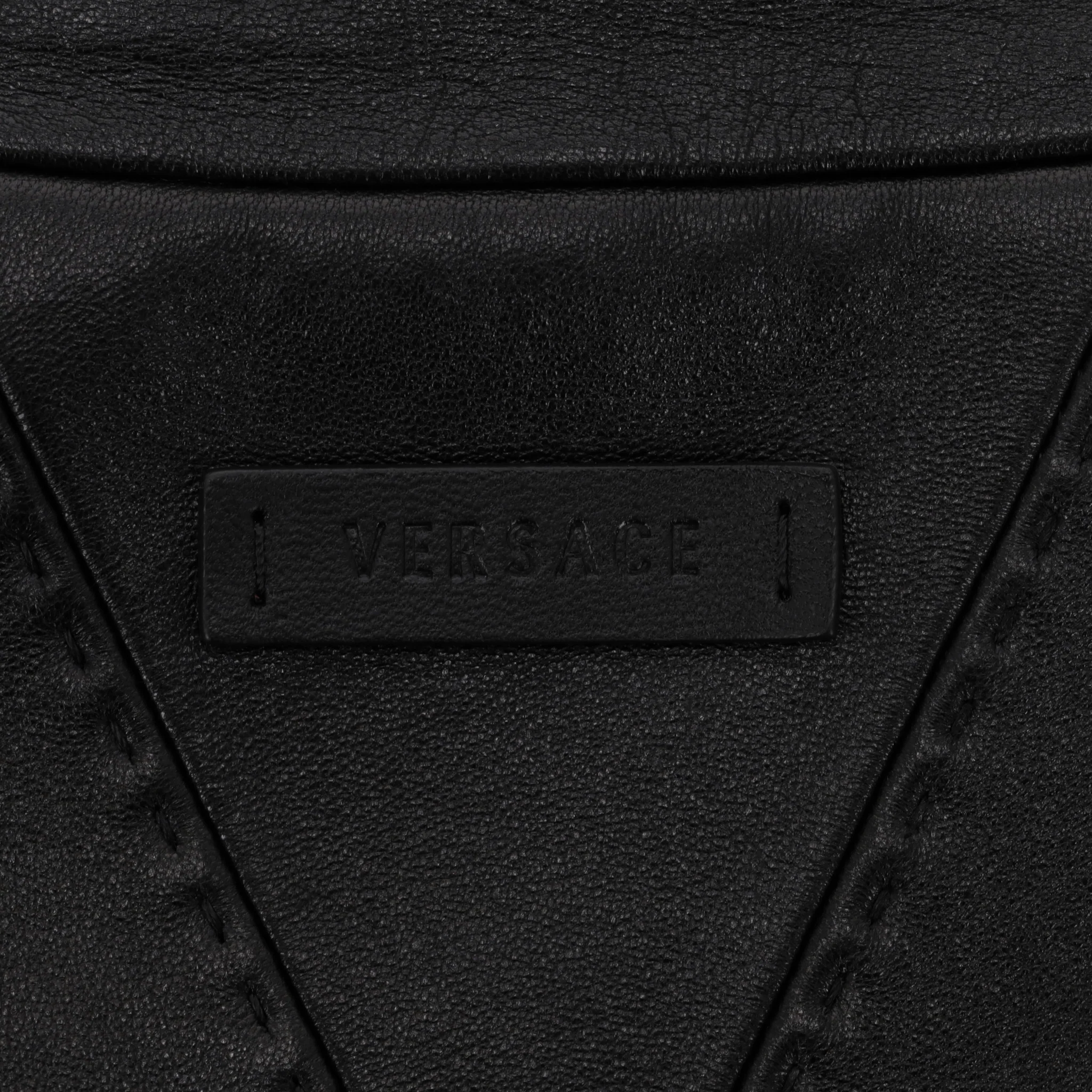 Versace Lambskin Leather Jacket With Greca Fur Collar. Size 46IT - Image 7