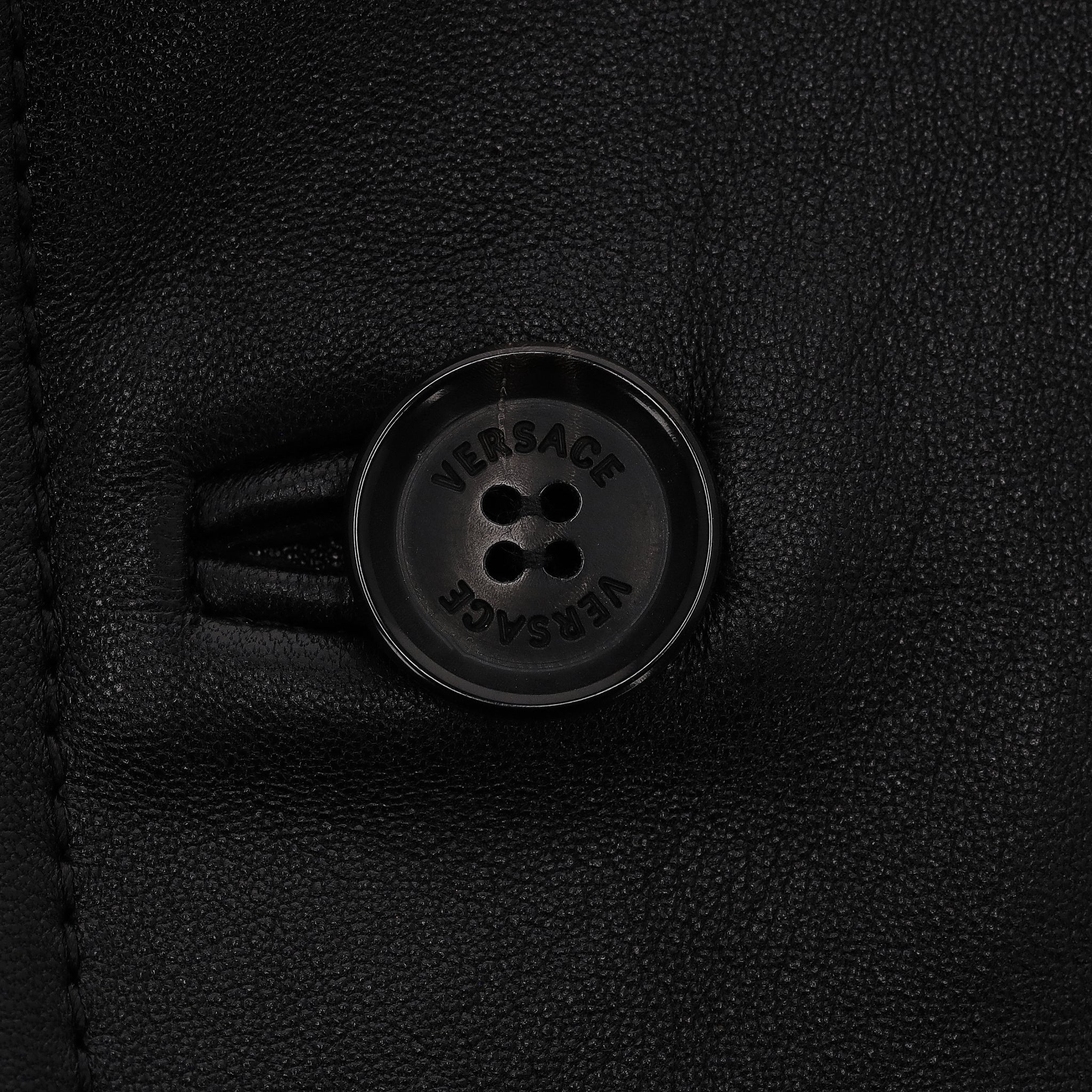 Versace Lambskin Leather Jacket With Greca Fur Collar. Size 46IT - Image 8