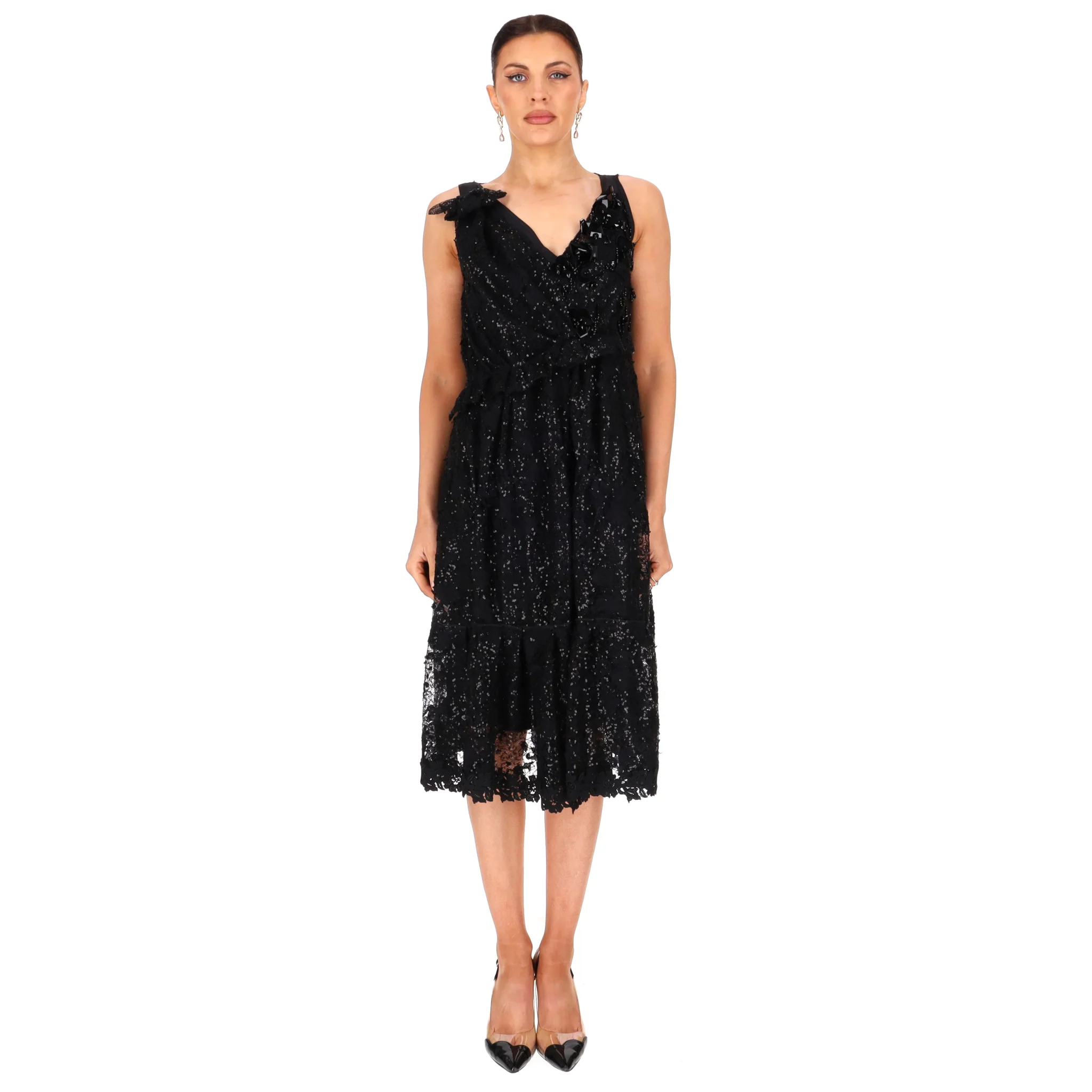 Nina Ricci Bead, Sequin & Lace Hand-Embellished Silk Dress. Size 40FR - Image 2