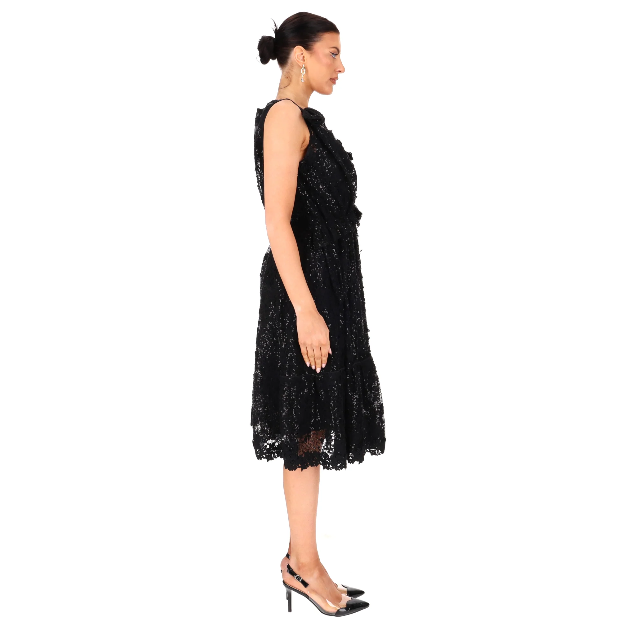 Nina Ricci Bead, Sequin & Lace Hand-Embellished Silk Dress. Size 40FR - Image 3