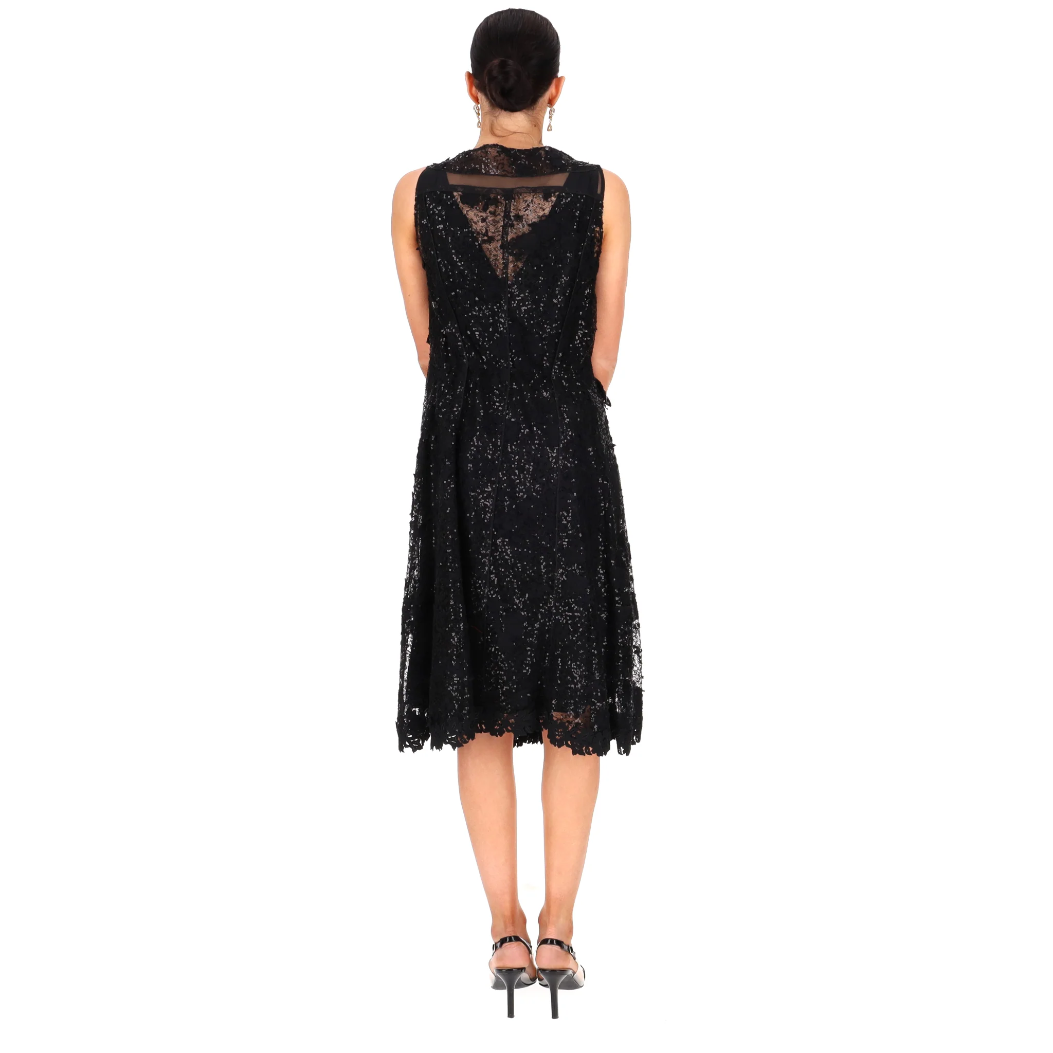 Nina Ricci Bead, Sequin & Lace Hand-Embellished Silk Dress. Size 40FR - Image 4