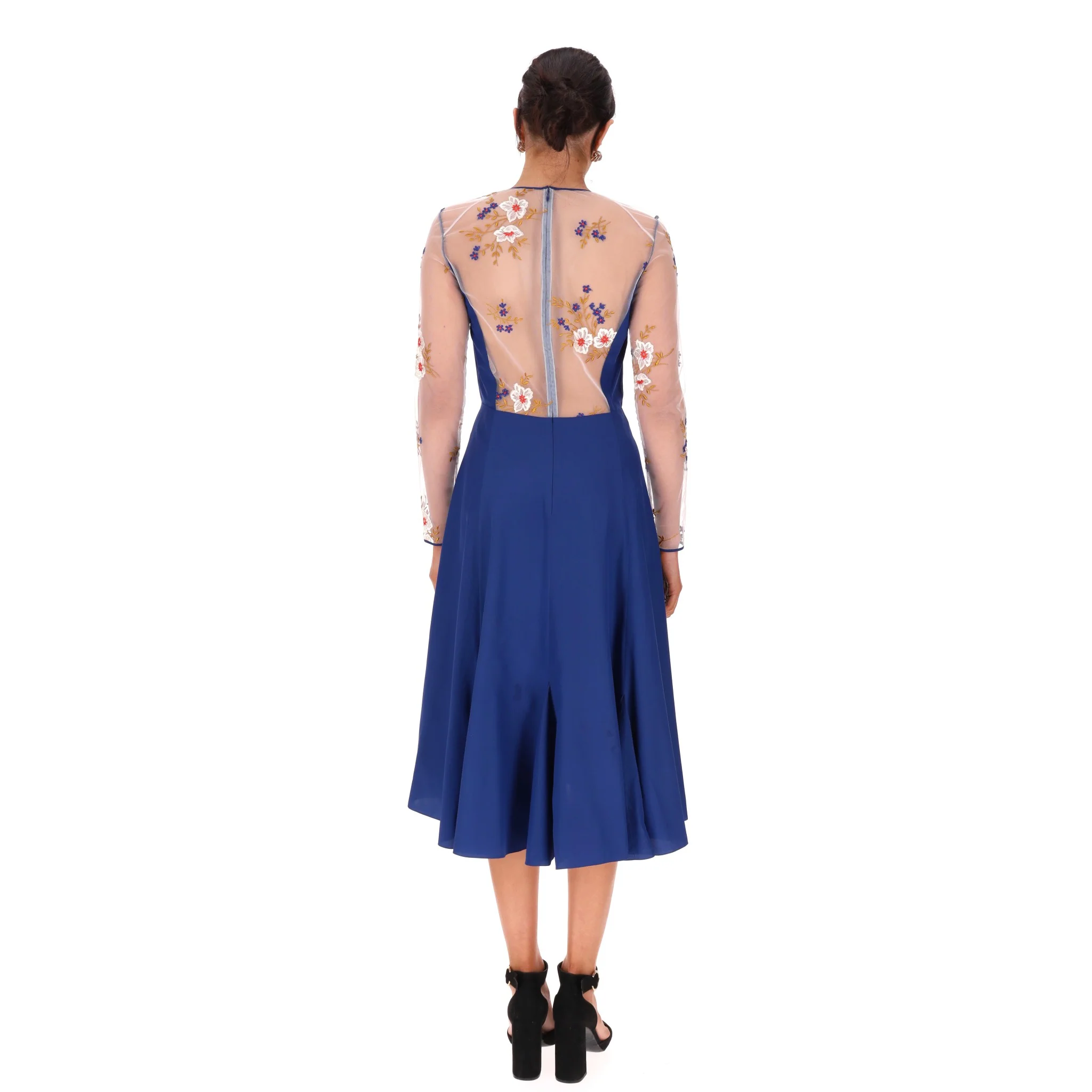 Nina Ricci Silk Dress With Sheer Floral Embroidery Detail. Size 36FR - Image 4