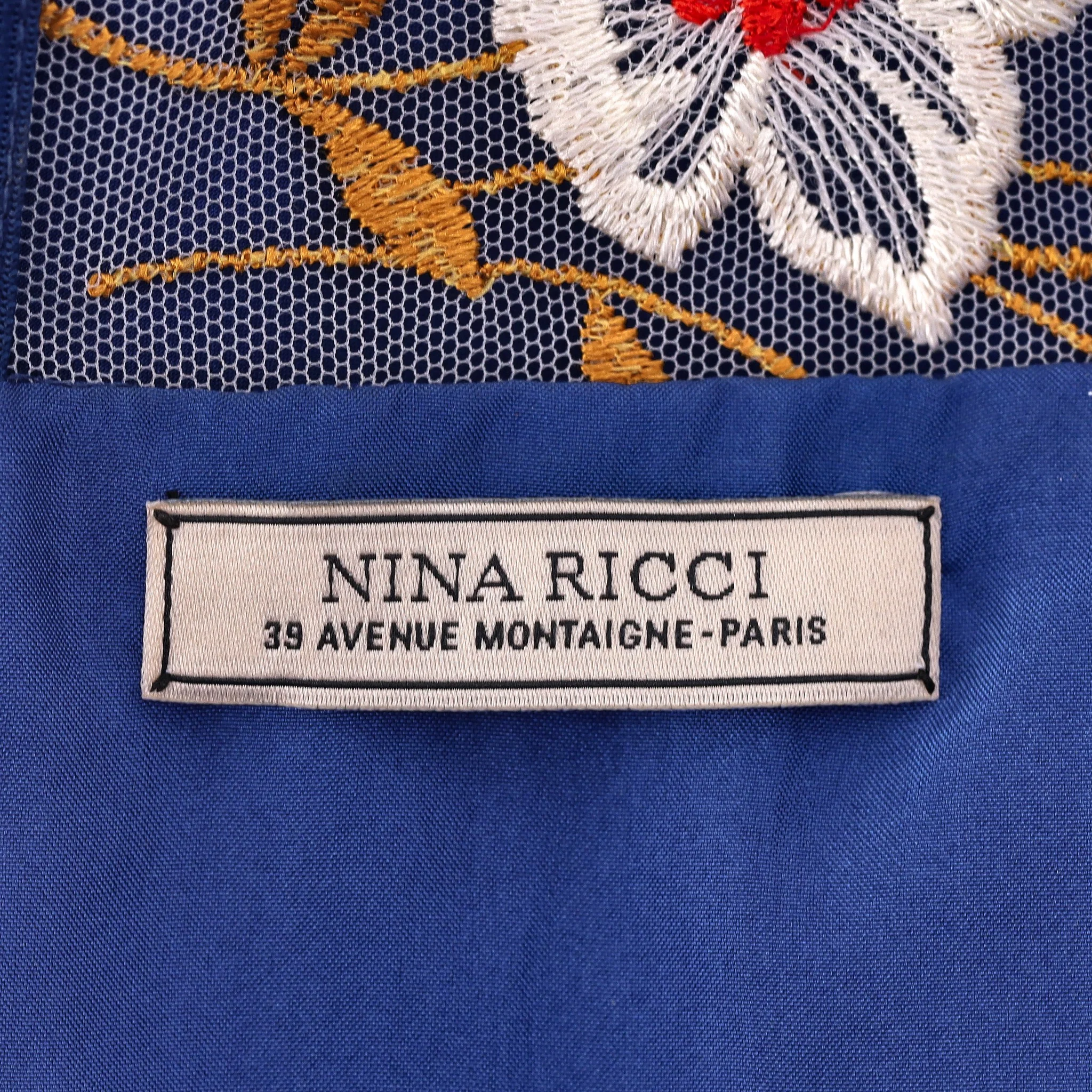 Nina Ricci Silk Dress With Sheer Floral Embroidery Detail. Size 36FR - Image 6