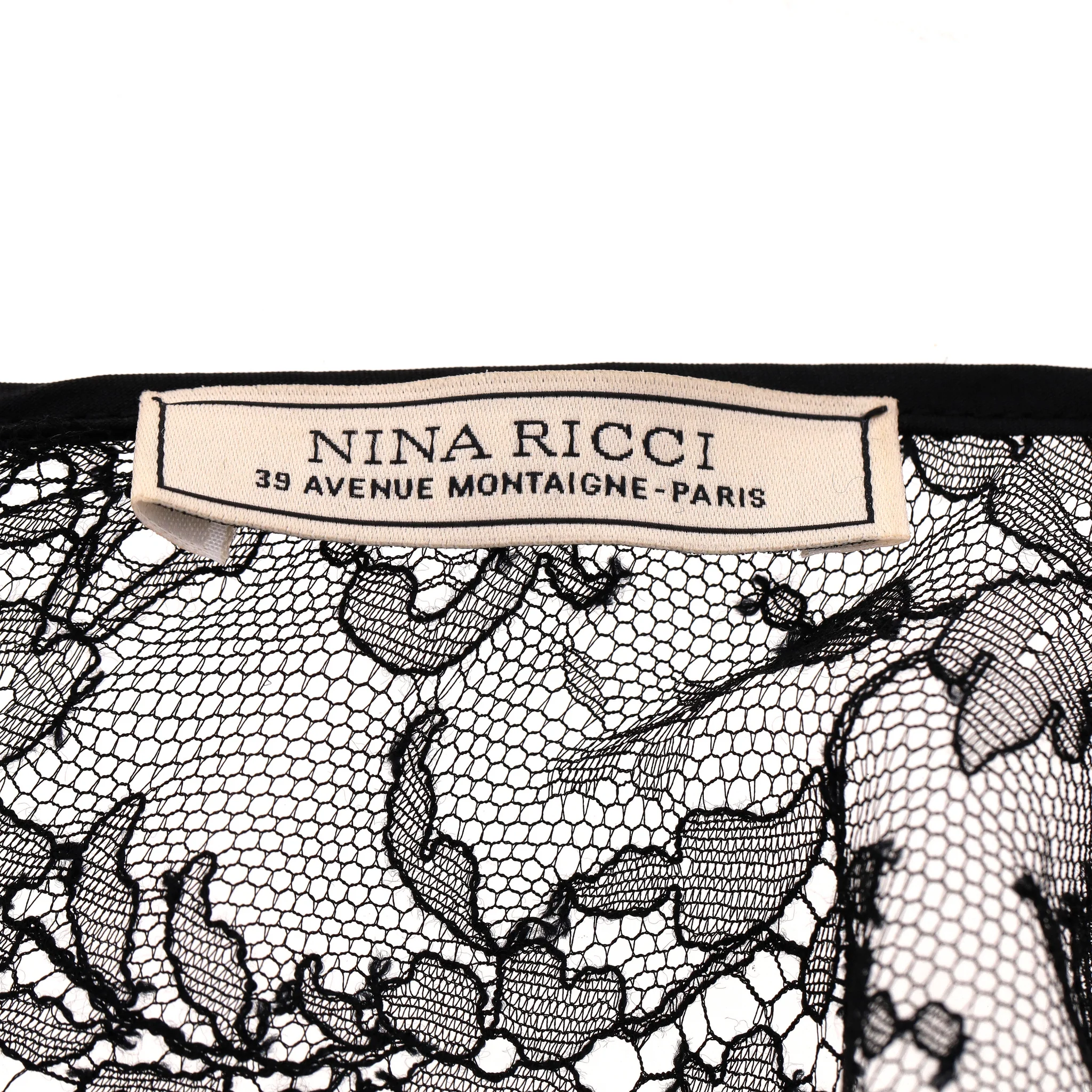 Nina Ricci Velvet Dress With Floral Lace Sleeves & Back. Size 38FR - Image 7