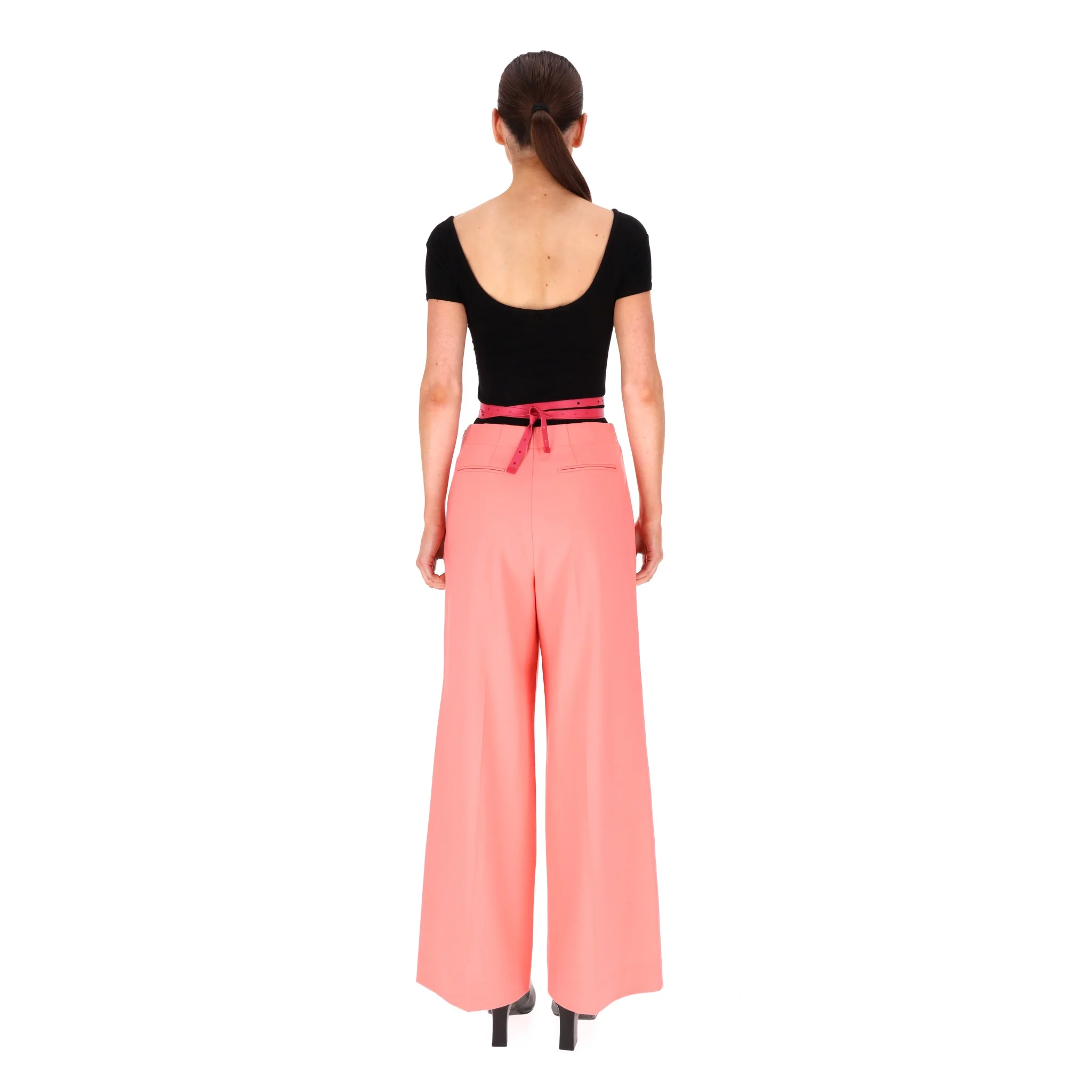 Off White Virgin Wool Blend Wide-Leg Trousers. Size 40IT - Image 4