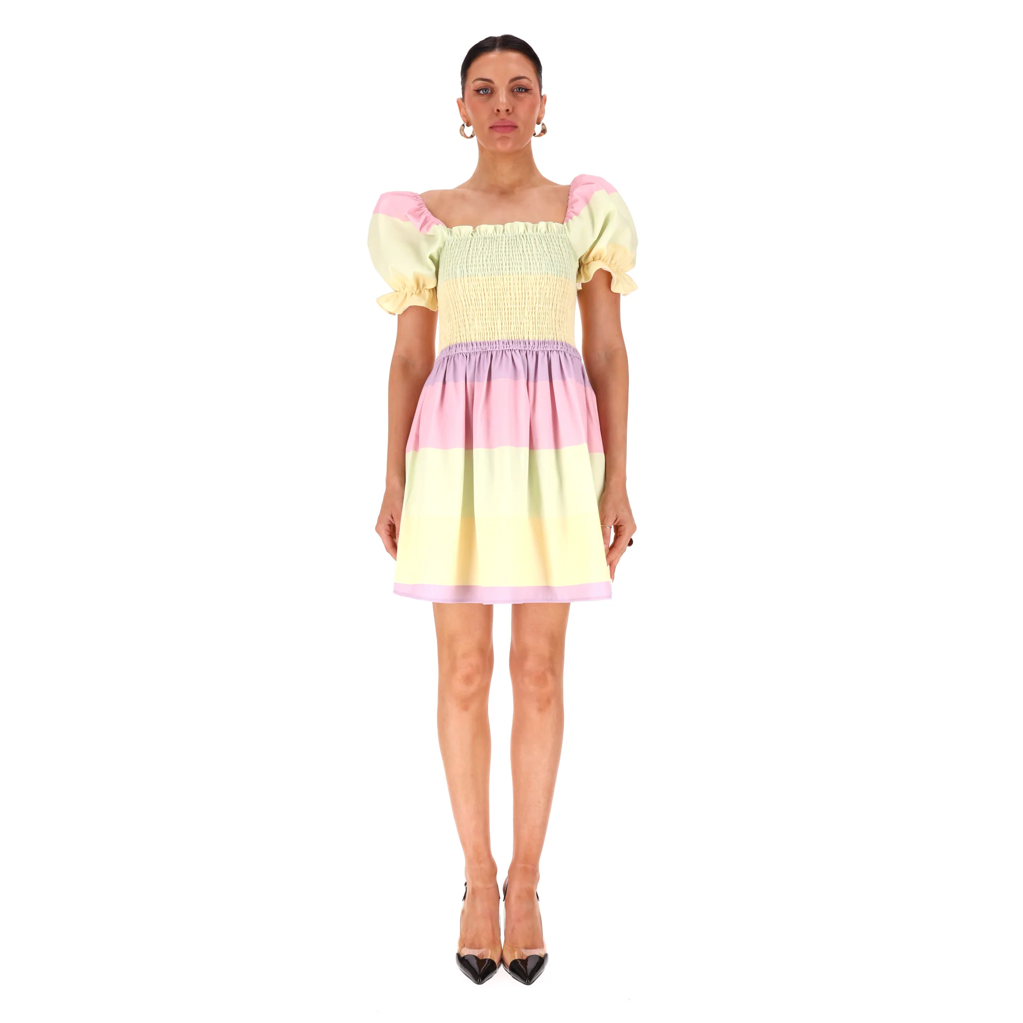 Olivia Rubin Shirred Striped A-Line Dress. Size 12UK - Image 2