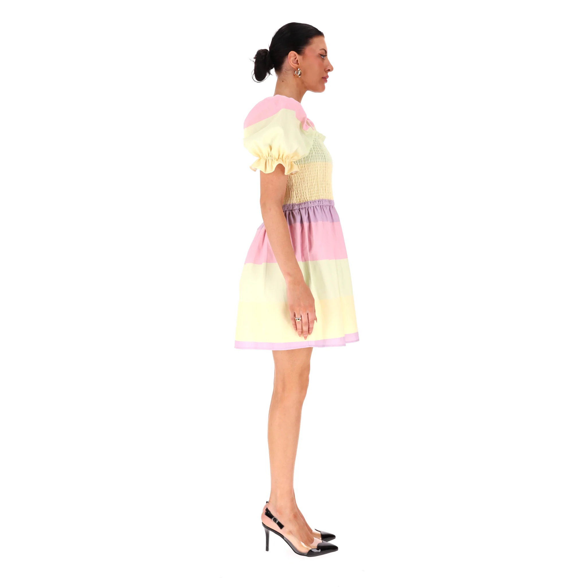 Olivia Rubin Shirred Striped A-Line Dress. Size 12UK - Image 3