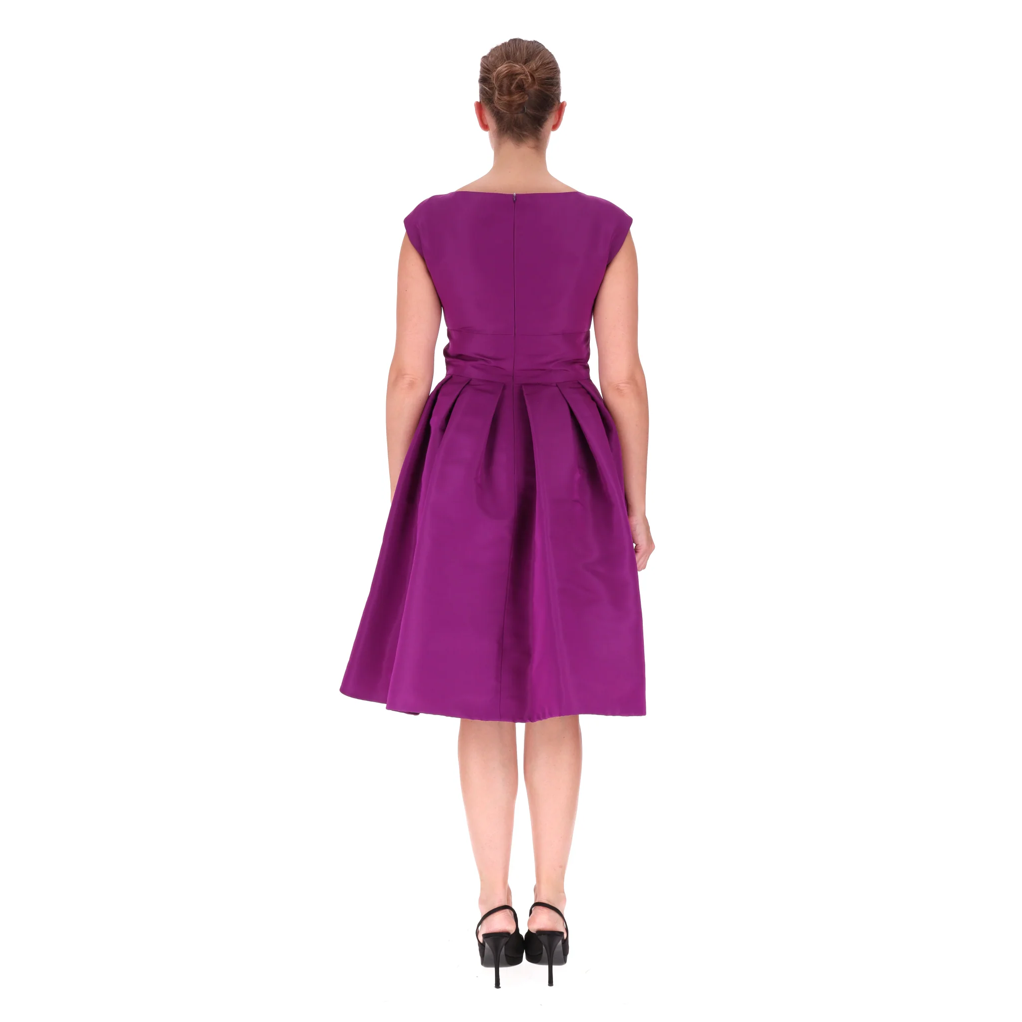 Oscar De La Renta Silk Flared Pleated Dress. Size 8US - Image 4