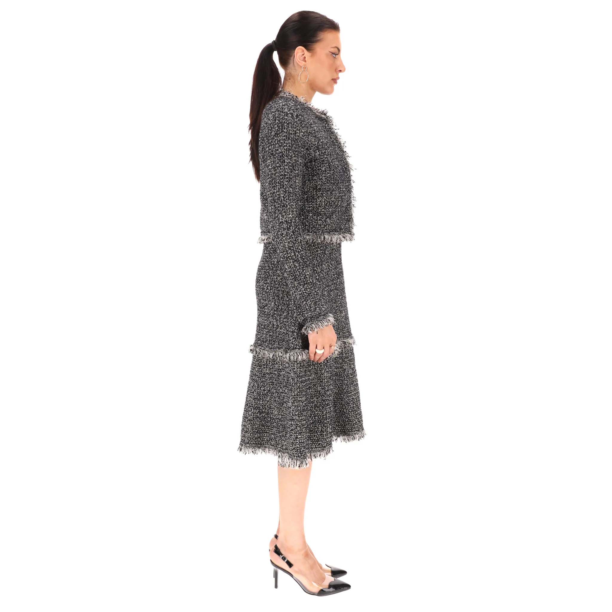 Oscar De La Renta Wool Boucle Dress & Jacket Two-Piece Set. Size S/M - Image 3