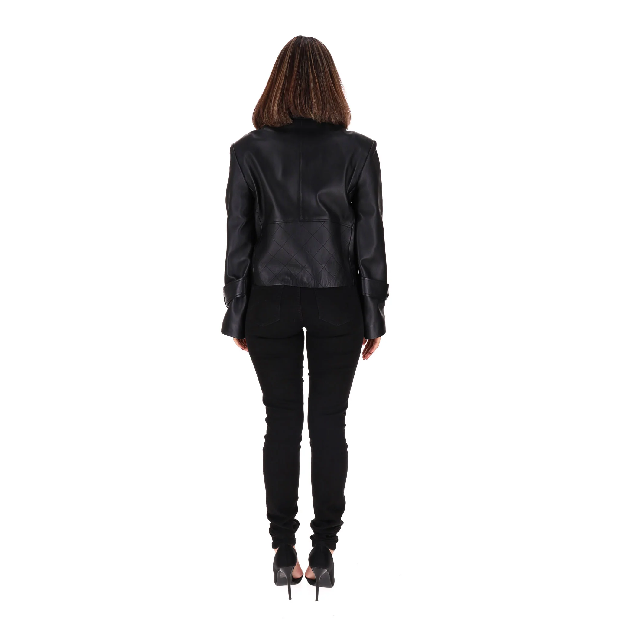 Osman Leather Biker Jacket. Size 10UK - Image 4