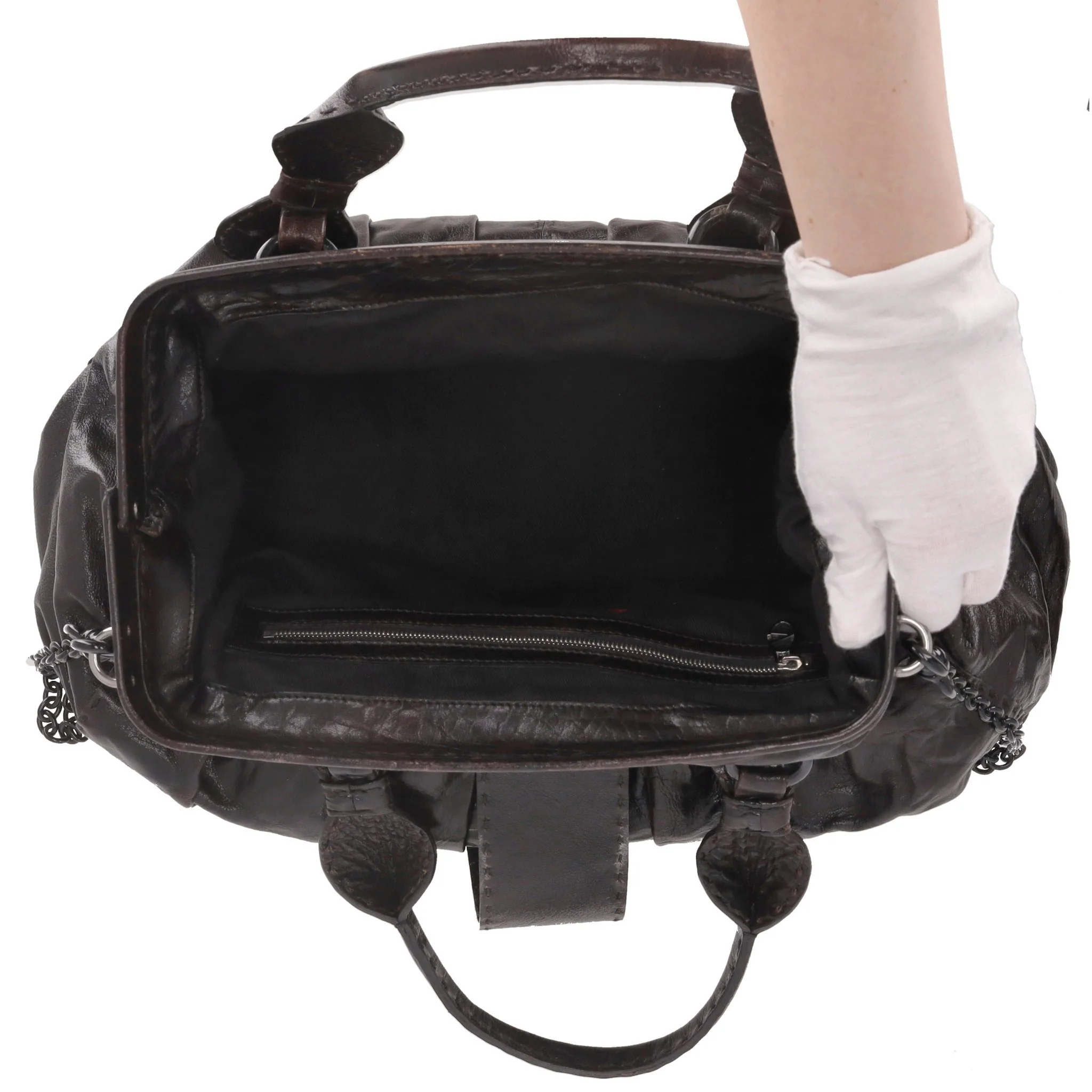 Valentino Garavani Crystal Embellished 'V' Logo Leather Bag - Image 5