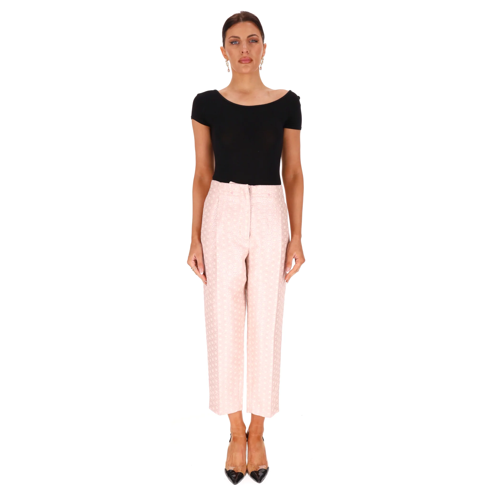 Peserico Printed Jacquard Tailored Cigarette Trousers. Size 48IT - Image 2