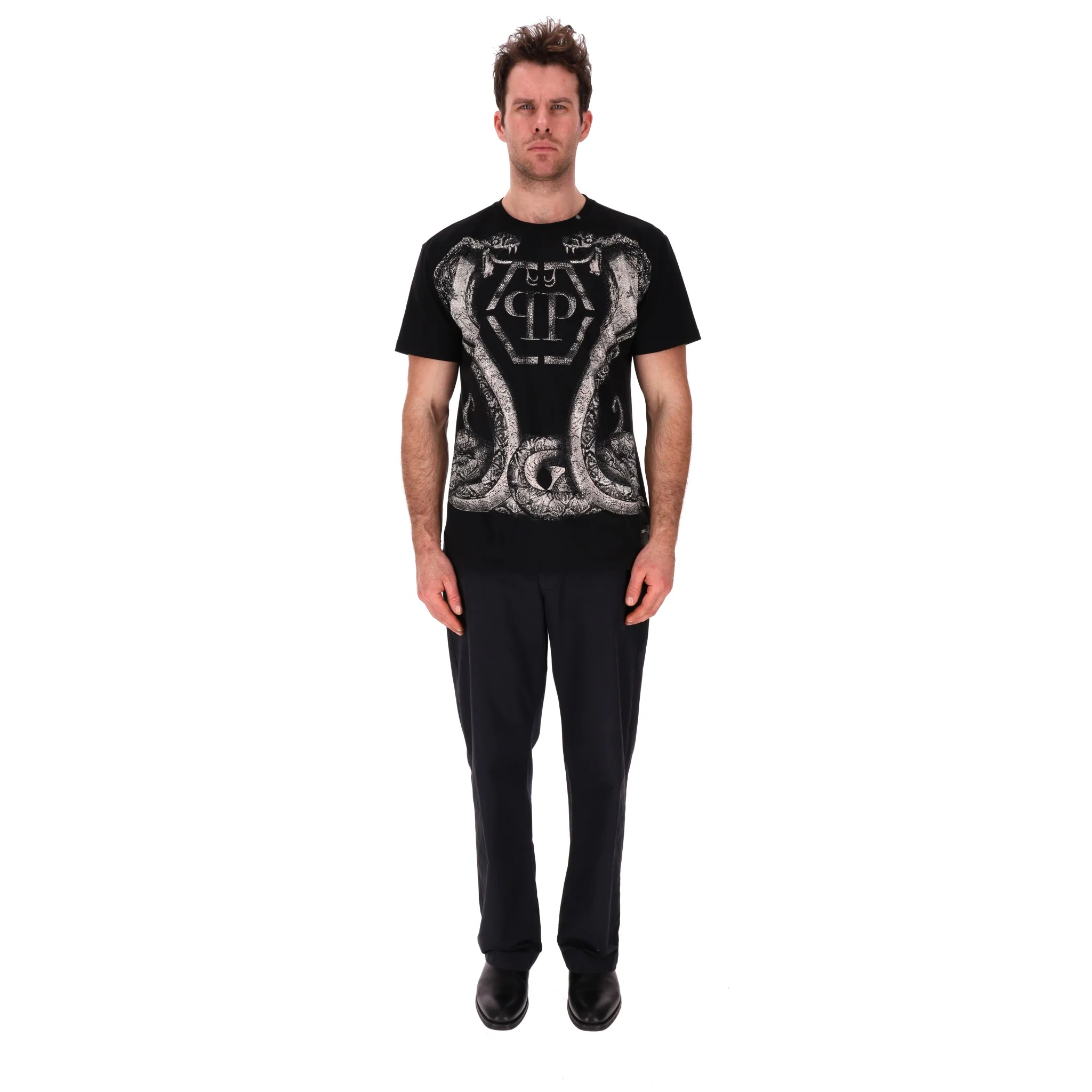 Philipp Gotta Feeling Snake Crystal Embellished Cotton T-Shirt. Size XXL - Image 2