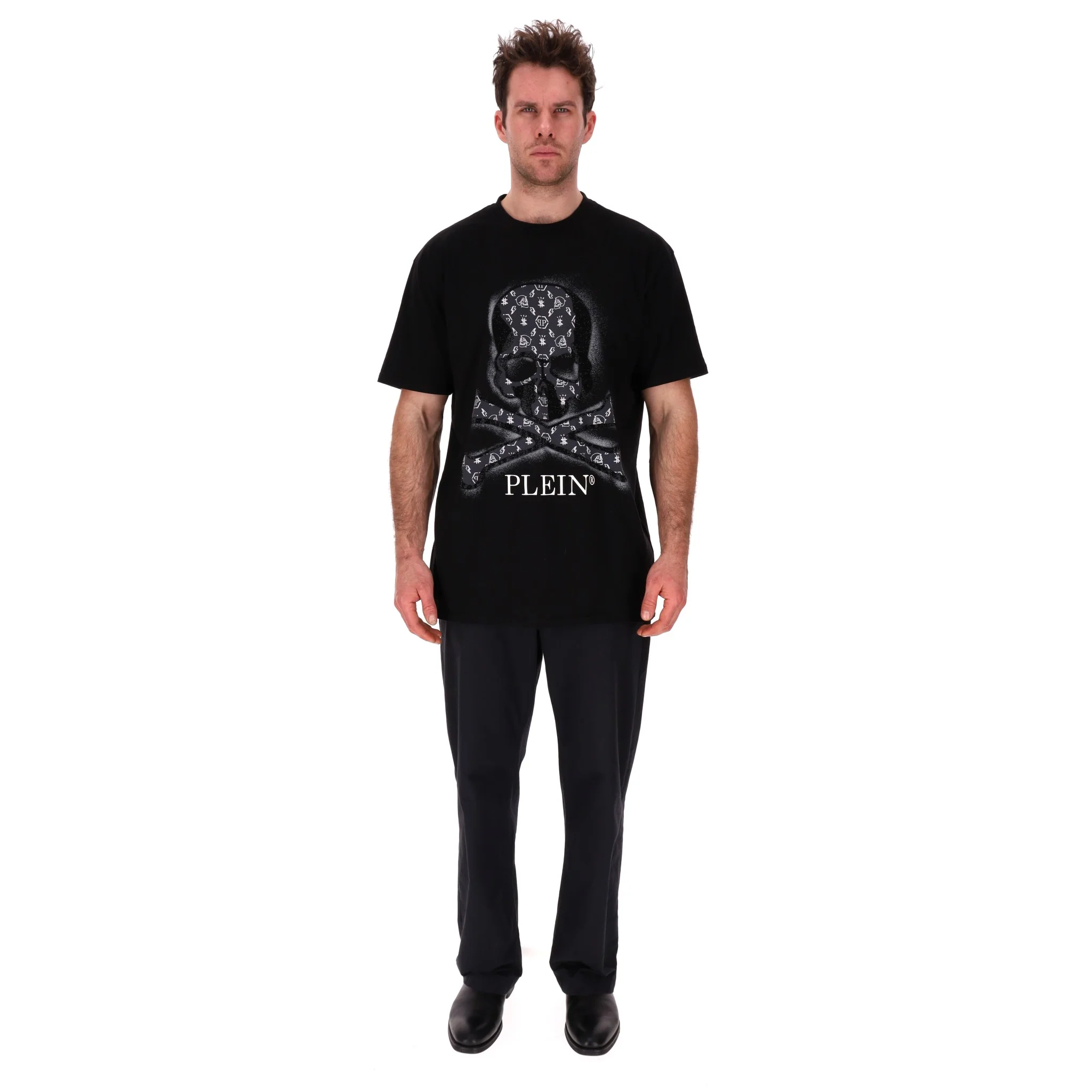 Philipp Plein Skull Logo Embellished Cotton T-Shirt. Size XXL - Image 2