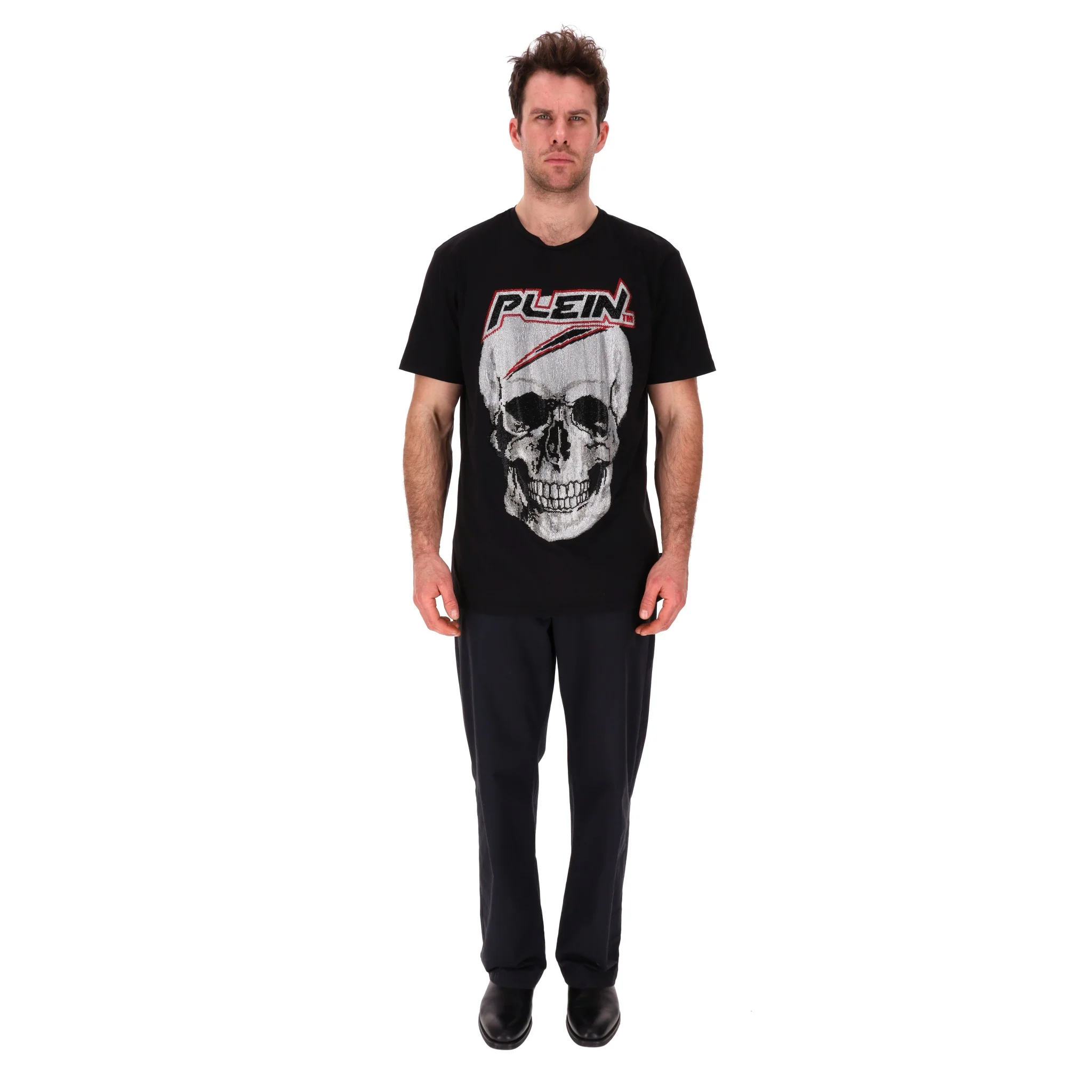 Philipp Plein Crystal Embellished Skull Logo T-Shirt. Size XXL - Image 2