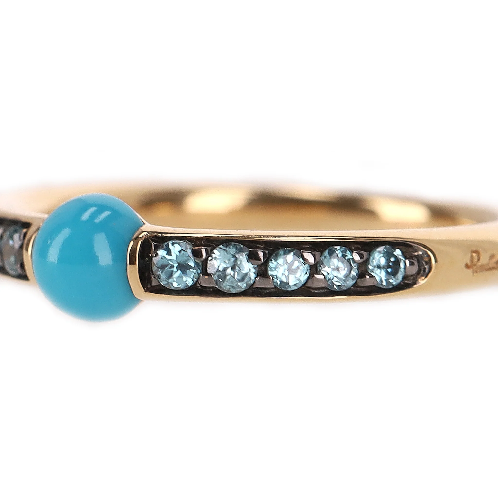 Pomellato M'ama Non M'ama Turquoise & Zircons Ring In 18k Rose Gold - Image 6