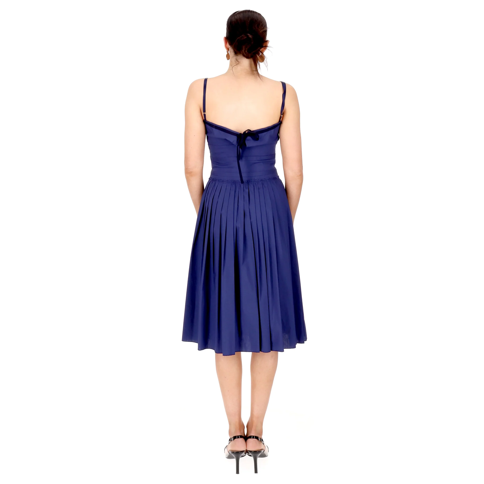 Prada Fit And Flare Pleated Midi Dress. Size 40IT - Image 4