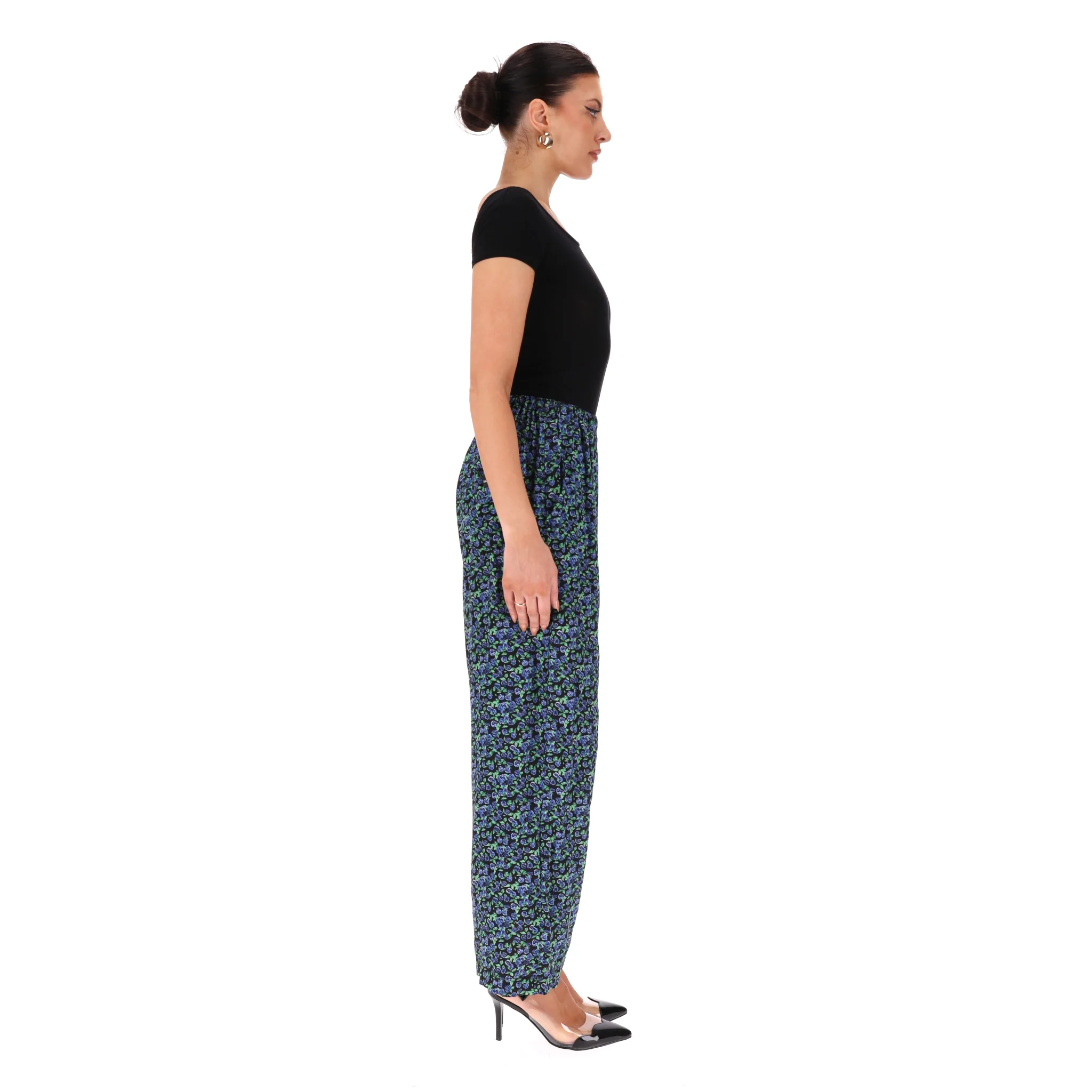 Balenciaga Floral Print Silk Wide-Leg Trousers. Size 36FR - Image 3