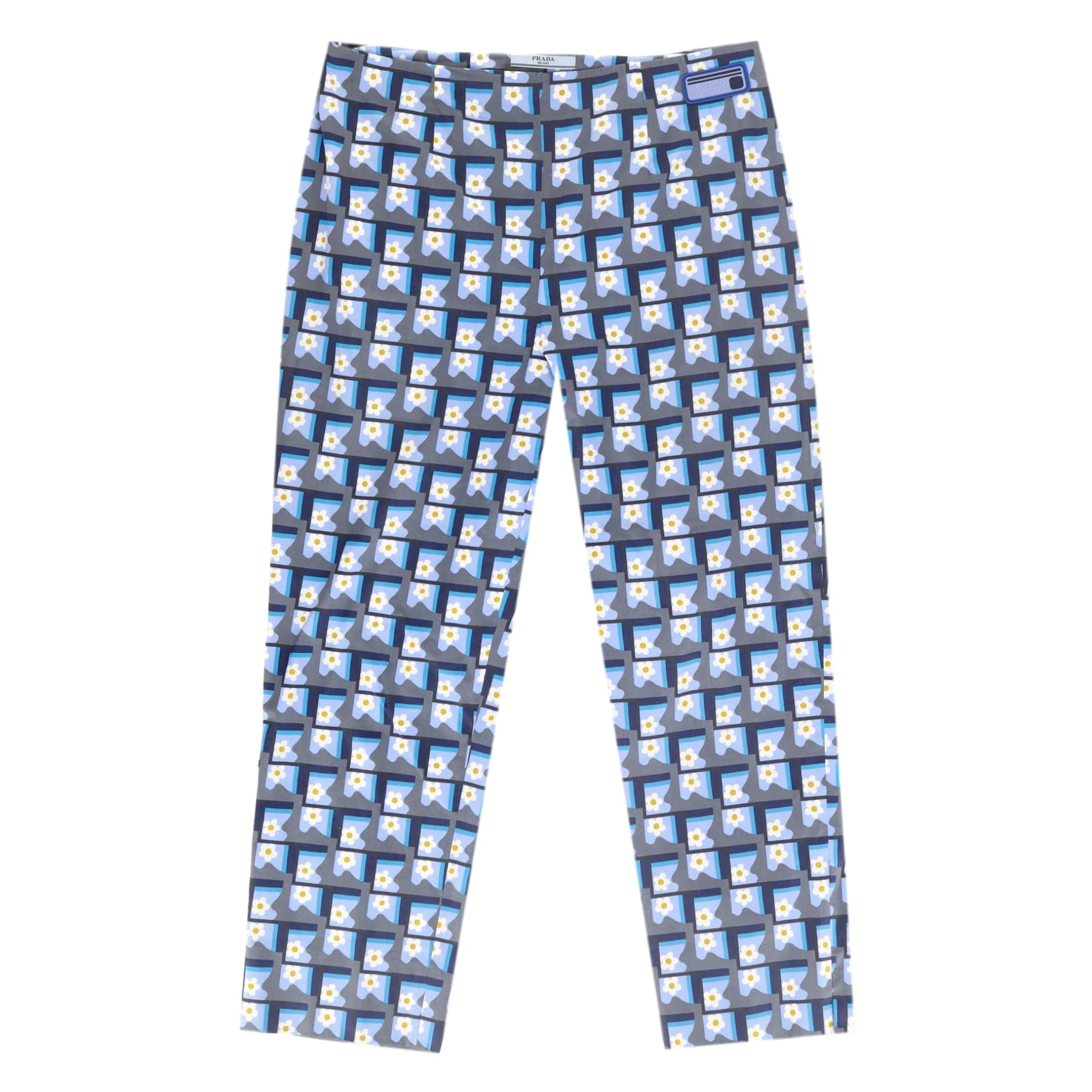 Prada Geometric Floral Print Straight Trousers. Size 44IT