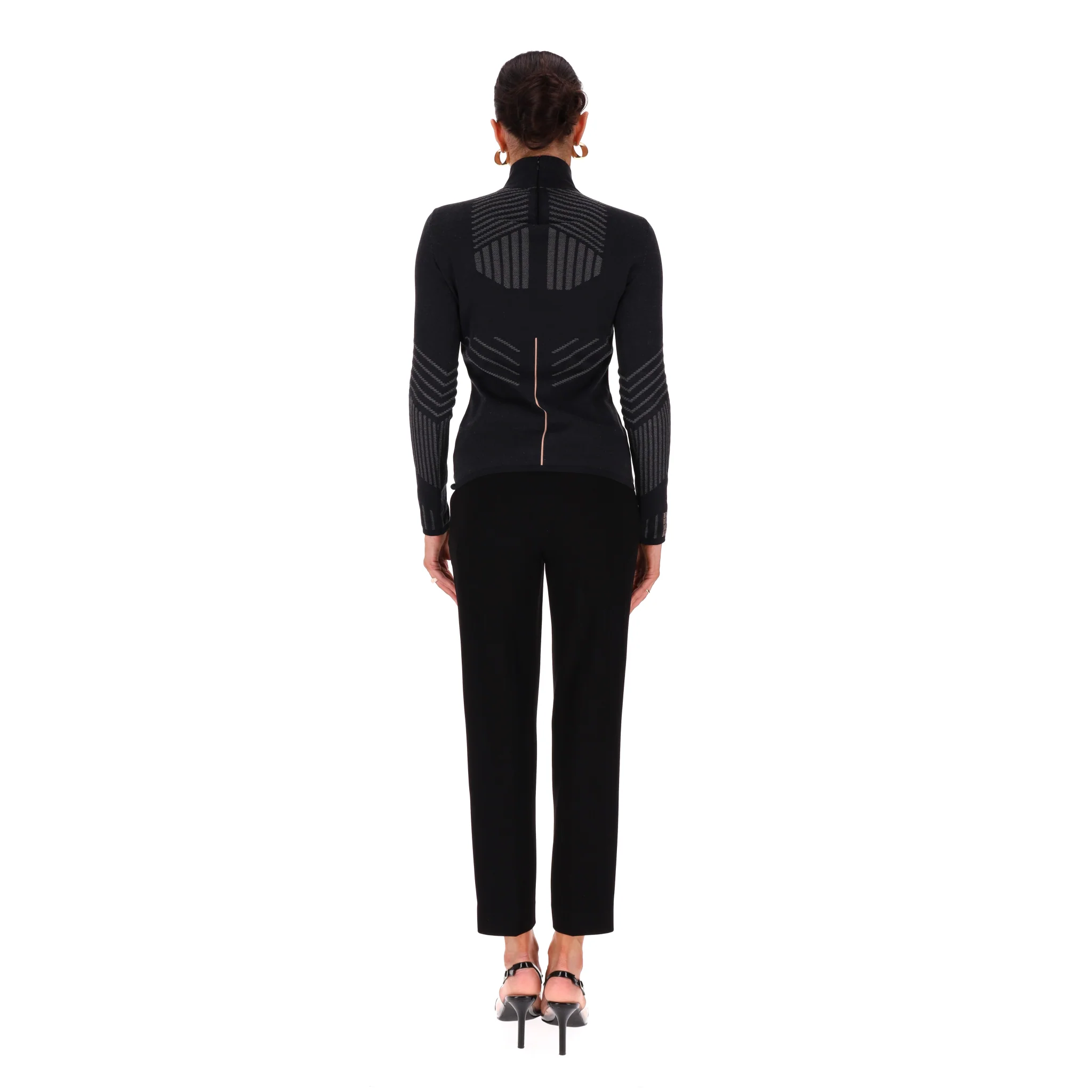 Prada Geometric-Pattern Turtleneck Fitted Top. Size 40IT - Image 4
