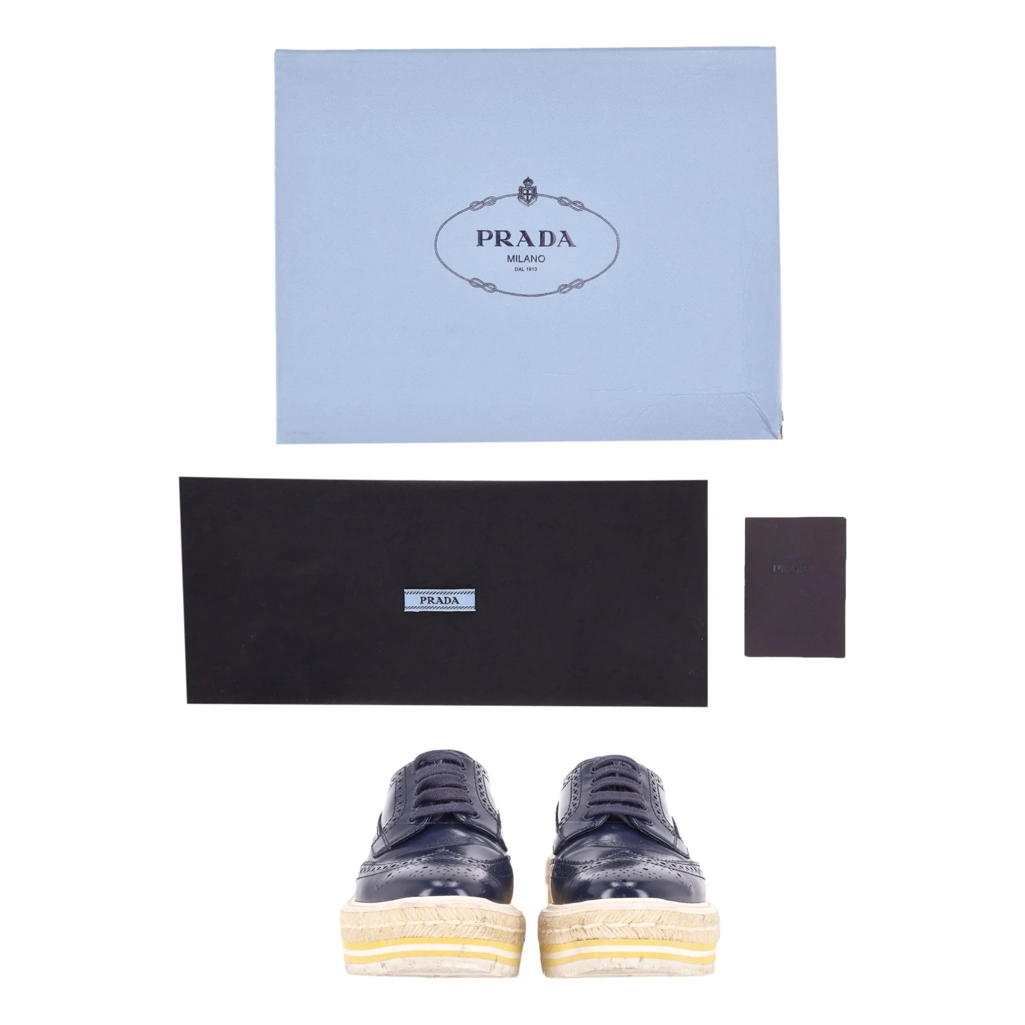 Prada Leather Platform Brogues. Size 35 - Image 2