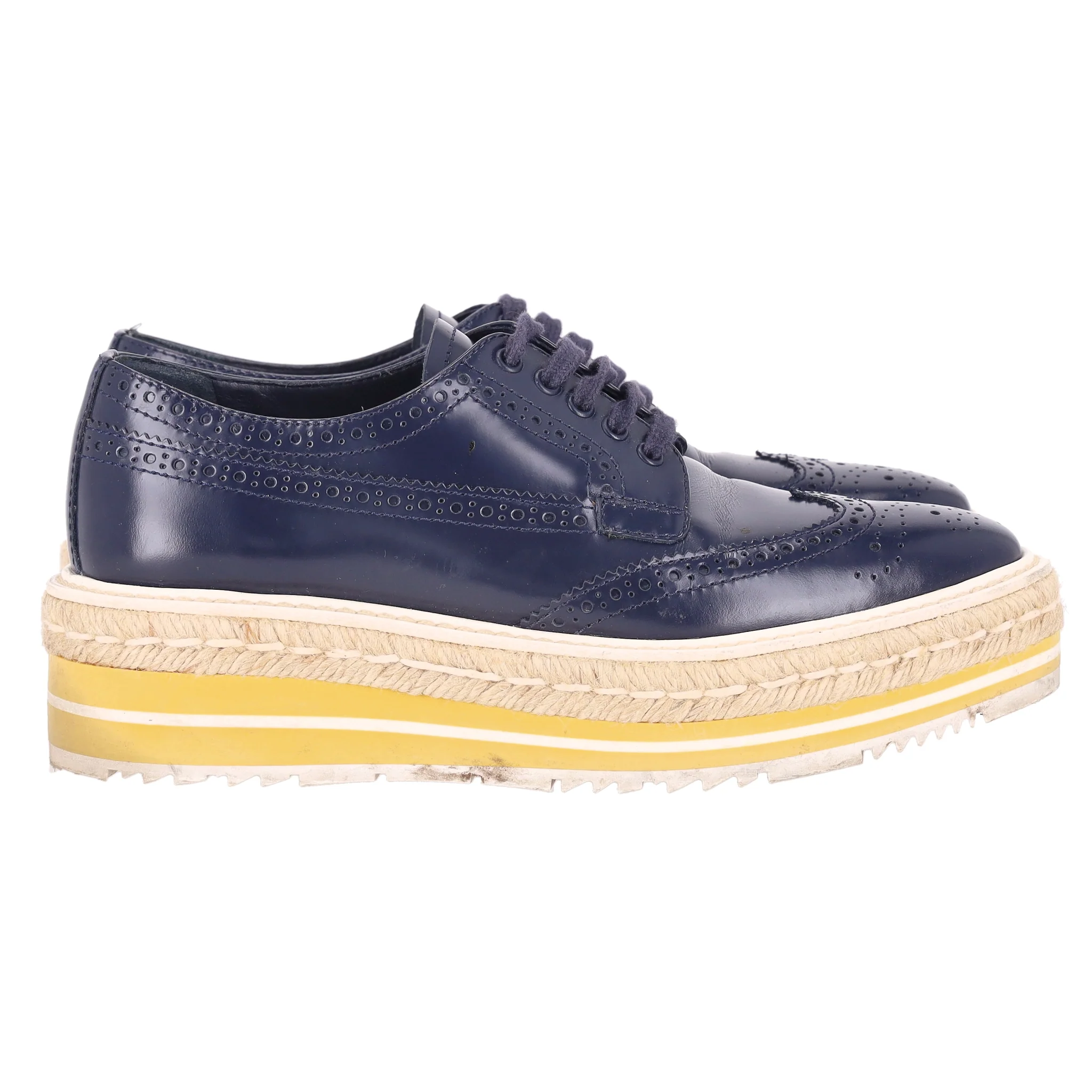 Prada Leather Platform Brogues. Size 35 - Image 4
