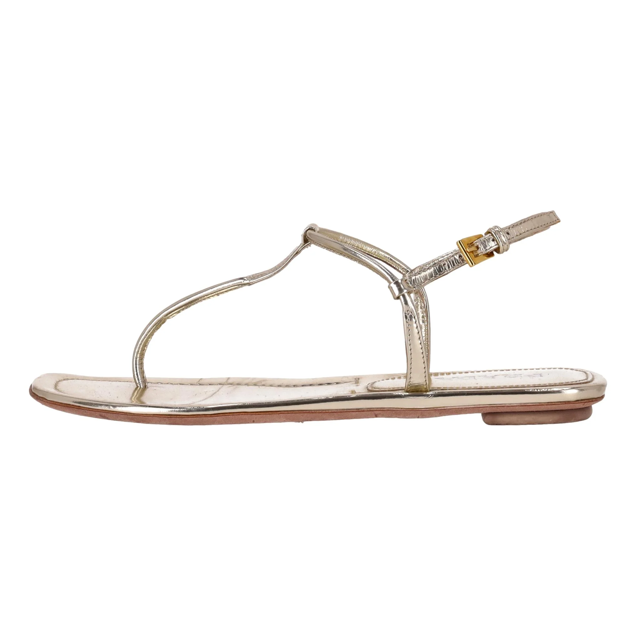 Prada Metallic Leather Thong Sandals. Size 38 - Image 3
