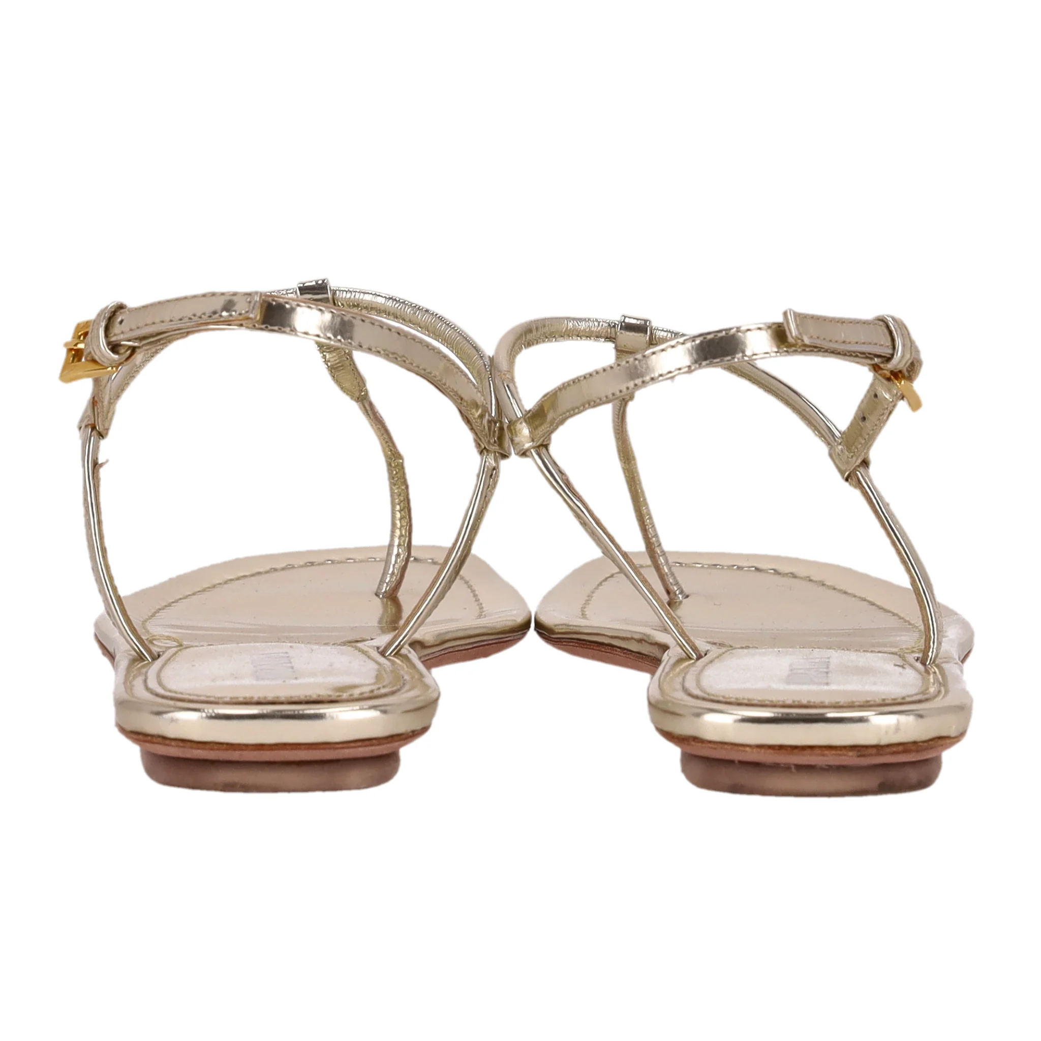 Prada Metallic Leather Thong Sandals. Size 38 - Image 4