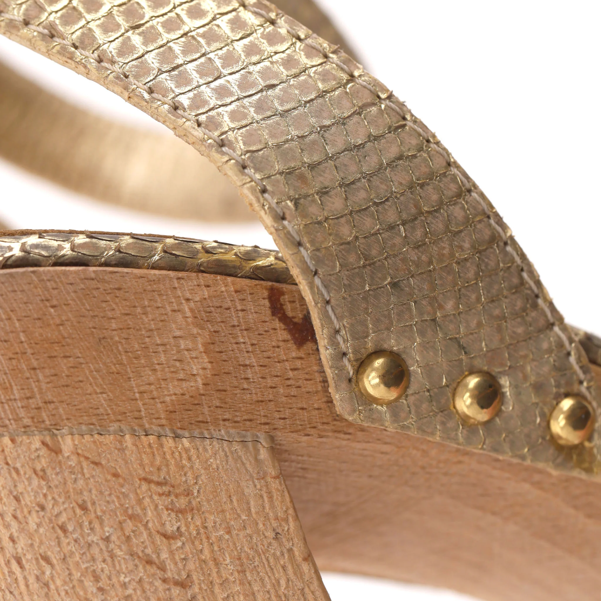 Prada Python Skin Studded Wooden Heel Clog Sandals. Size 37 - Image 11