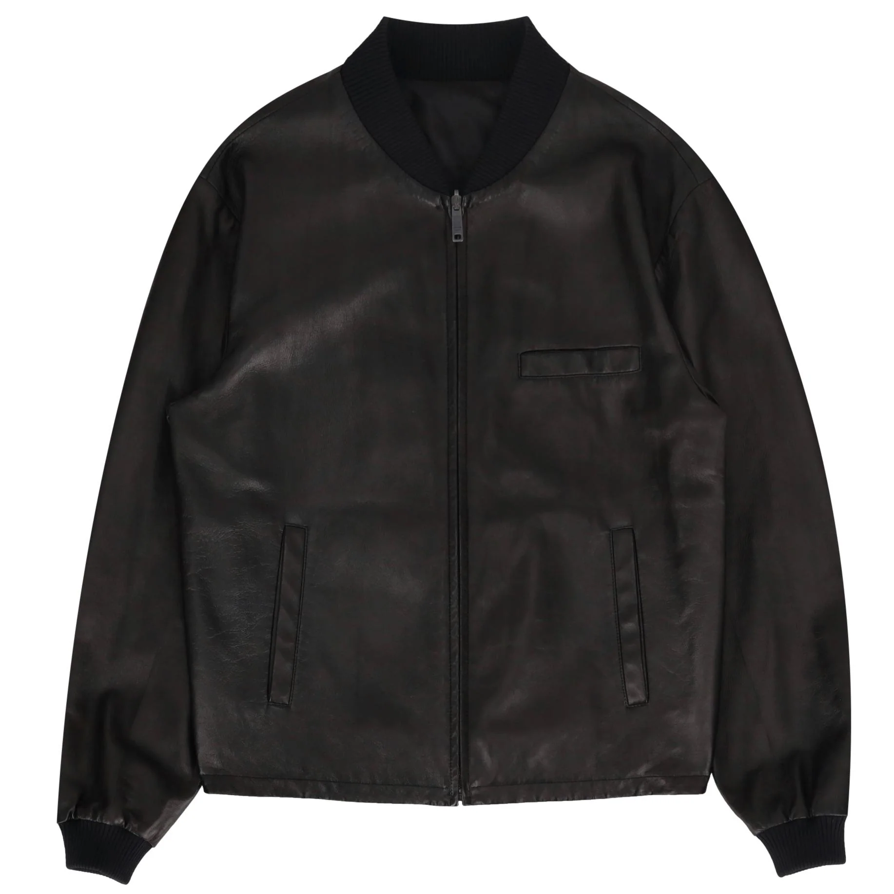 Prada Reversible Lambskin Leather & Nylon Bomber Jacket. Size 50IT