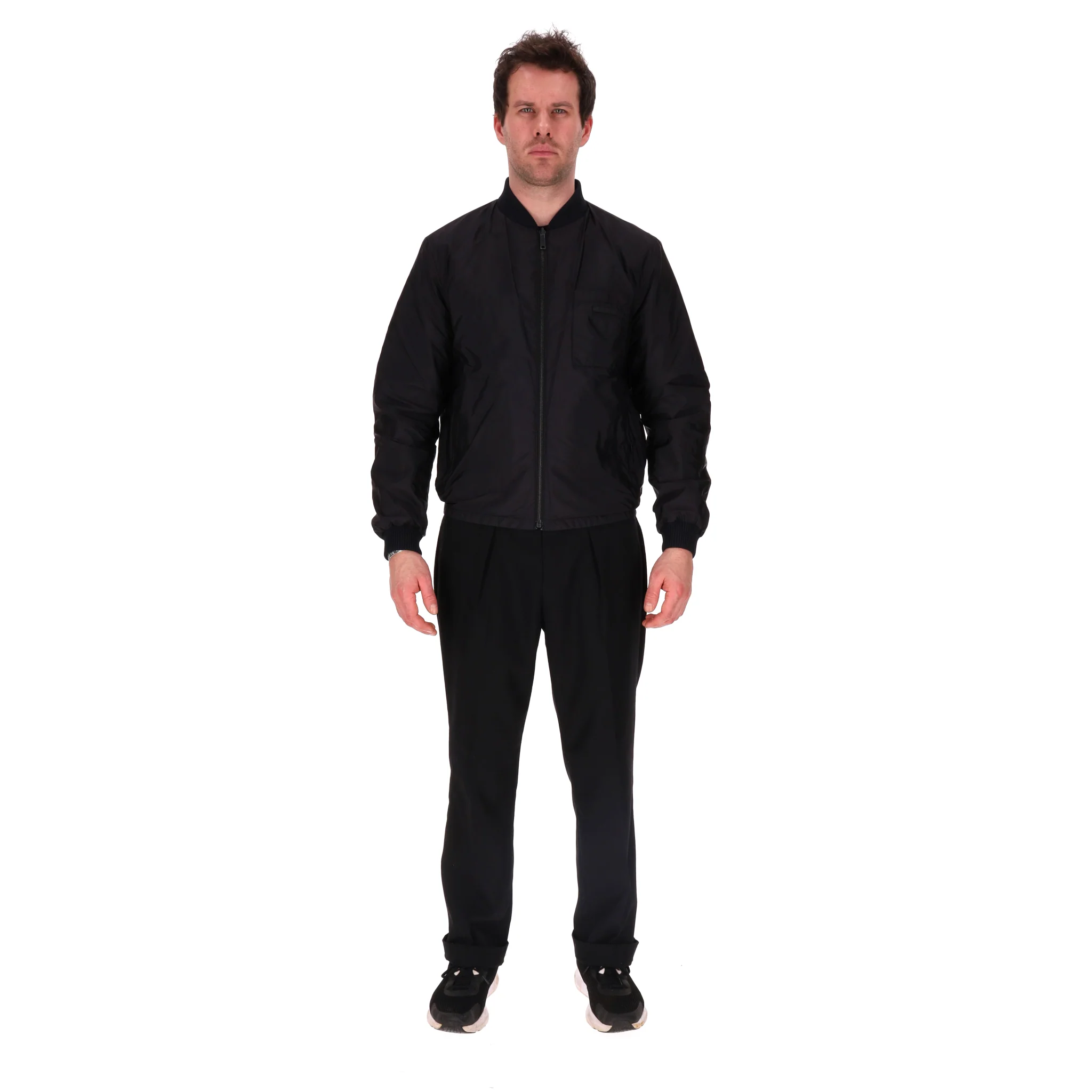 Prada Reversible Lambskin Leather & Nylon Bomber Jacket. Size 50IT - Image 2