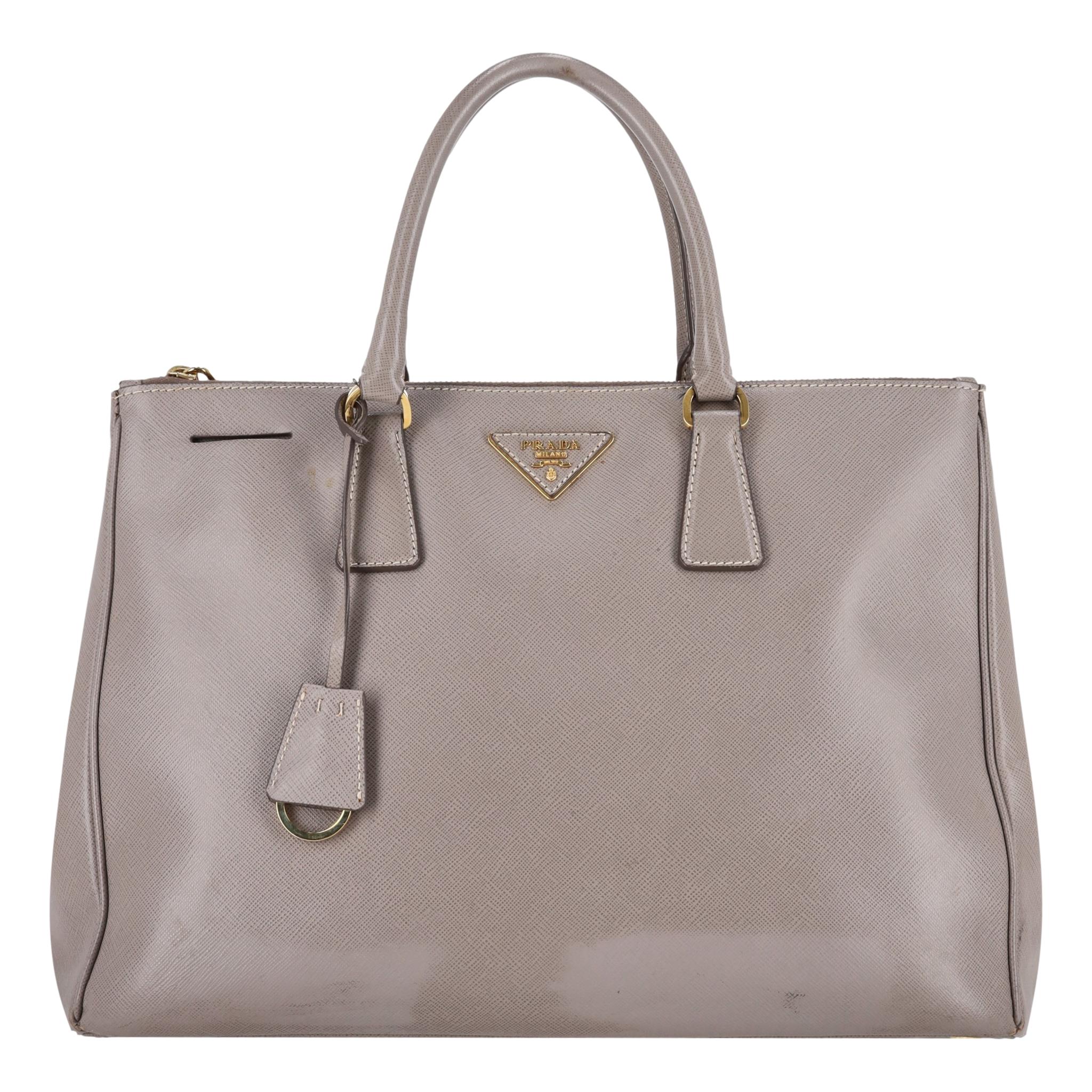 Prada Saffiano Leather Double Zip Galleria Tote Bag