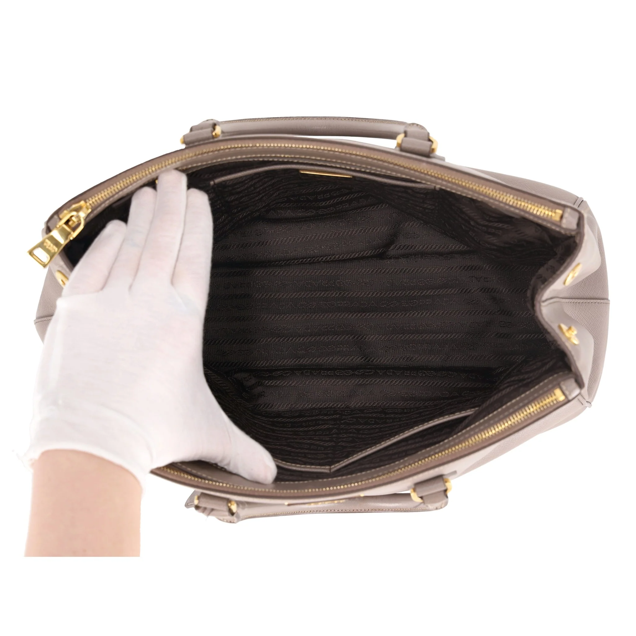 Prada Saffiano Leather Double Zip Galleria Tote Bag - Image 6