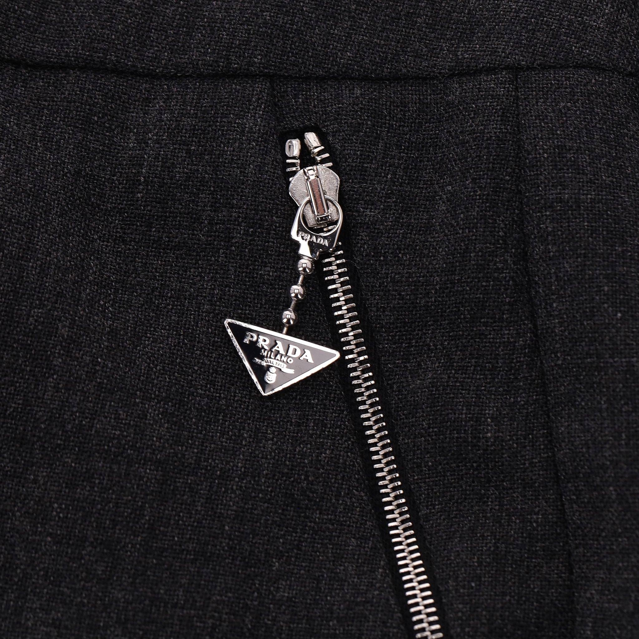 Prada Straight-Leg Virgin Wool Trousers With Triangle Logo Pull Zippers . Size 38IT - Image 4