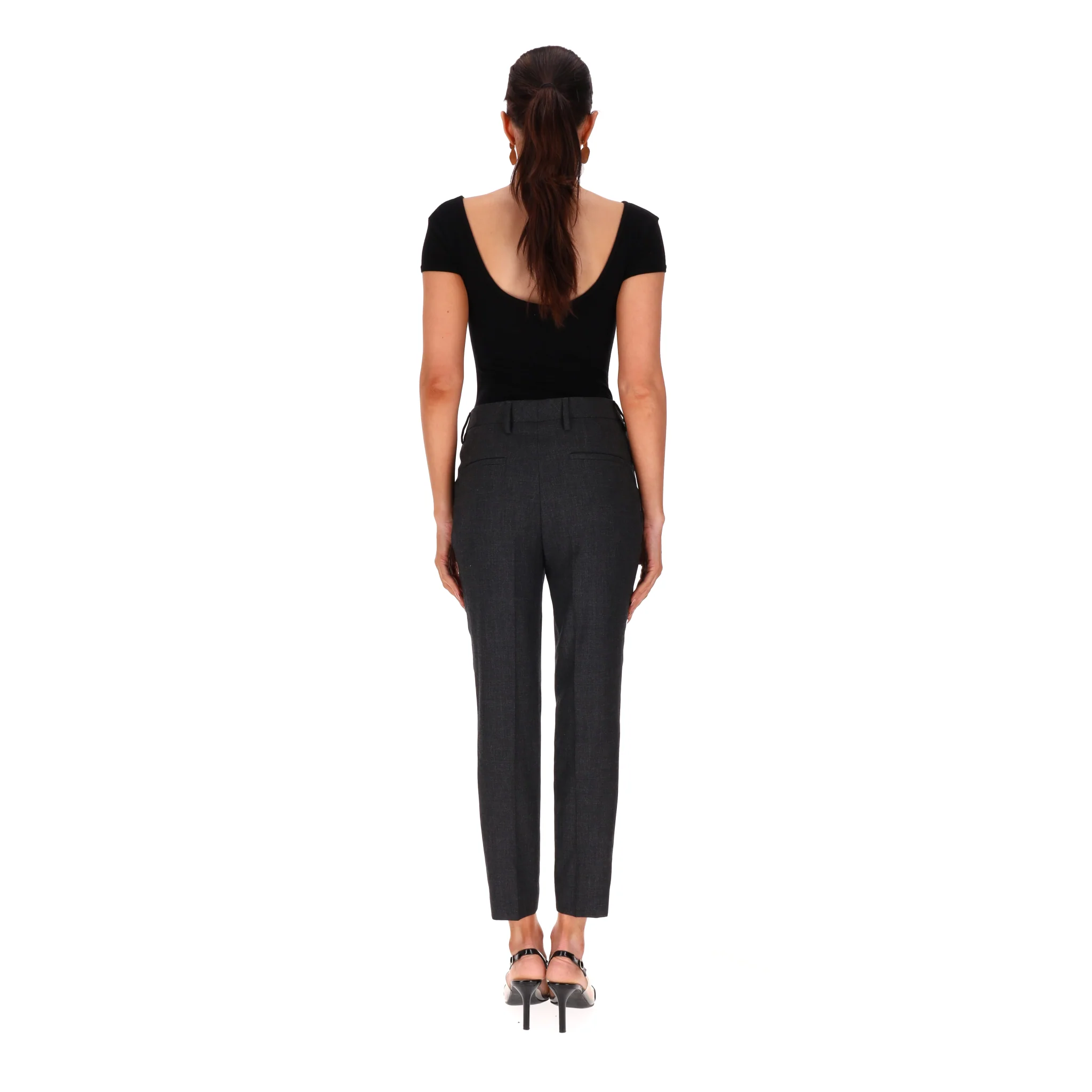 Prada Straight-Leg Virgin Wool Trousers With Triangle Logo Pull Zippers . Size 38IT - Image 5