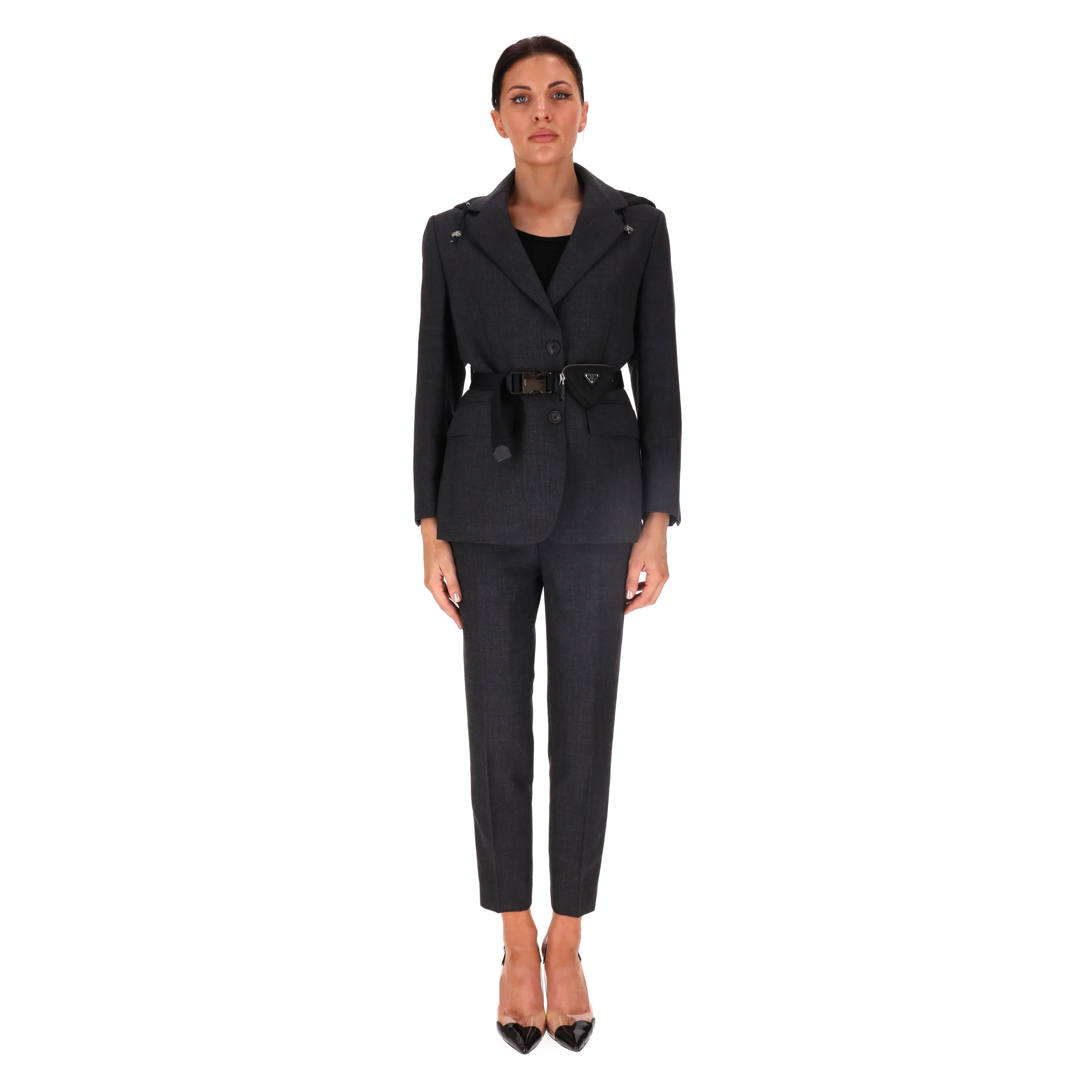 Prada Straight-Leg Virgin Wool Trousers With Triangle Logo Pull Zippers . Size 38IT - Image 6