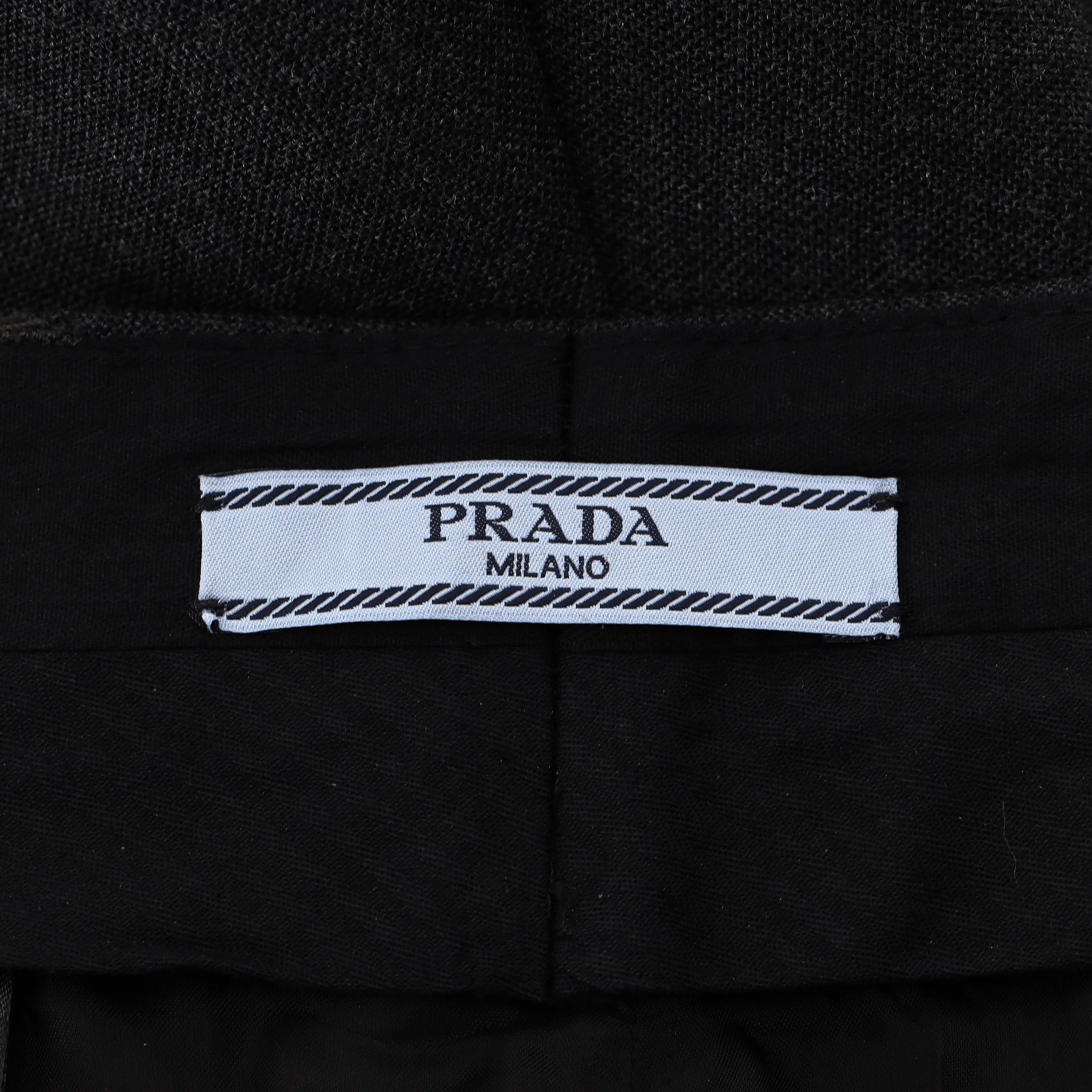 Prada Straight-Leg Virgin Wool Trousers With Triangle Logo Pull Zippers . Size 38IT - Image 8