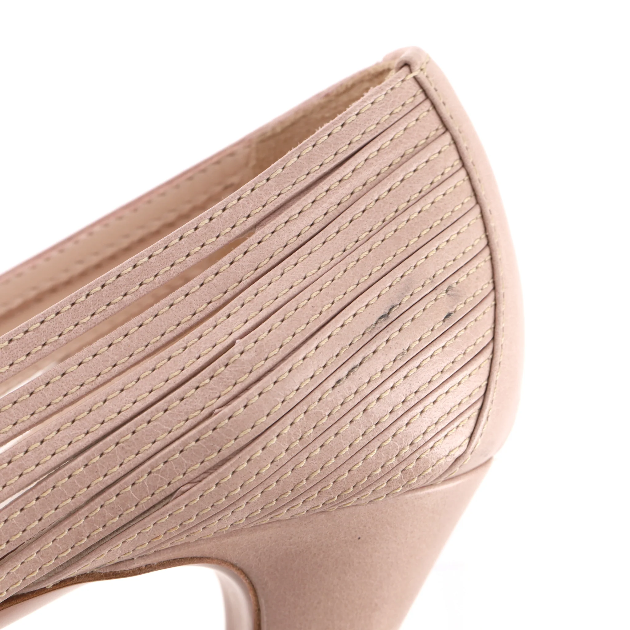 Prada Strappy Leather Peep-Toe Pumps. Size 40 - Image 9