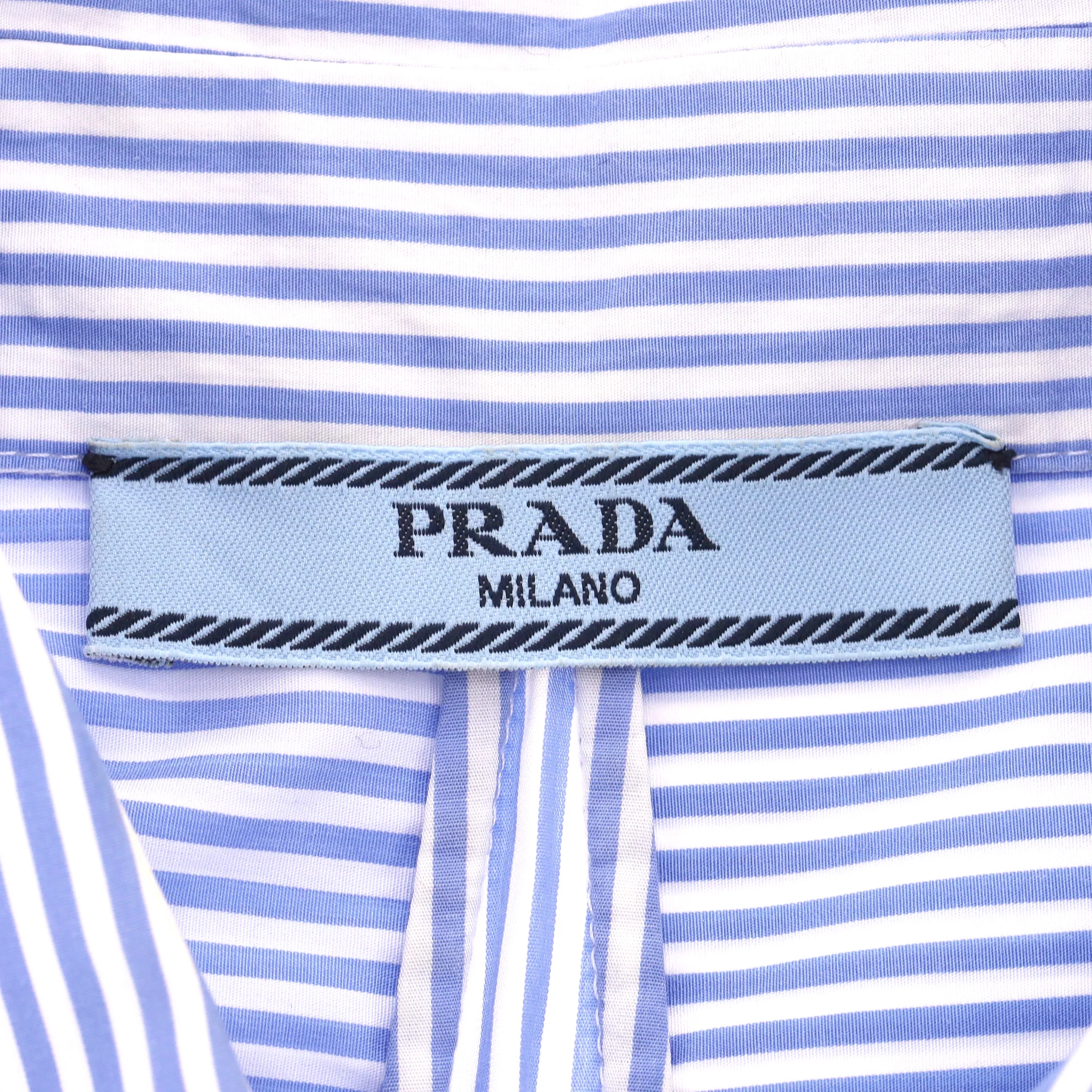 Prada Striped Ruffle Front Top. Size 40FR - Image 8