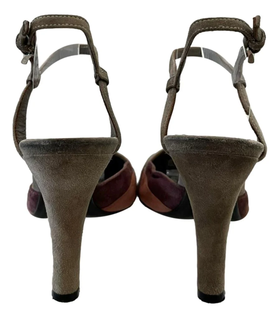 Prada Tri-Colour Suede Slingback Pumps. Size 35 - Image 4