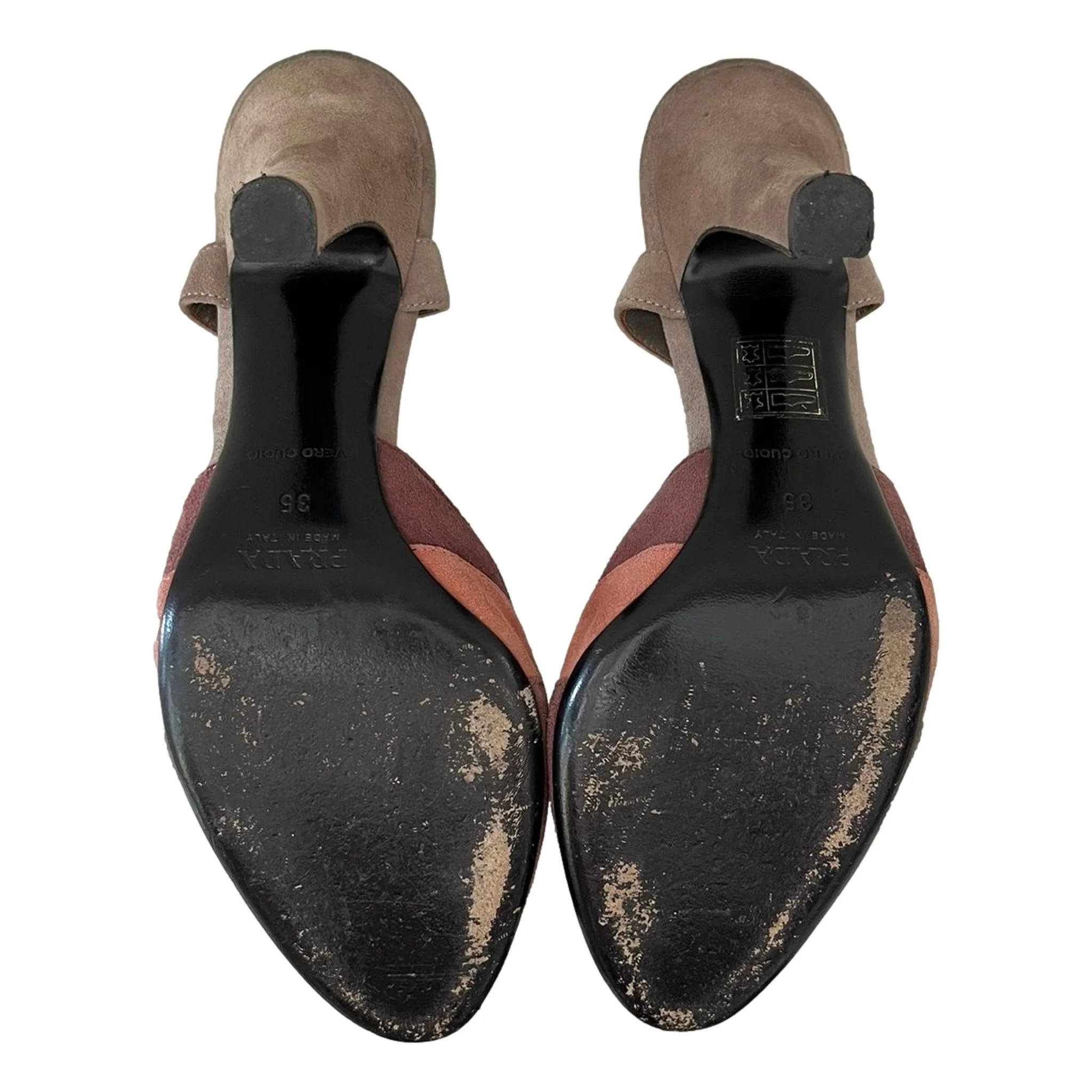 Prada Tri-Colour Suede Slingback Pumps. Size 35 - Image 5