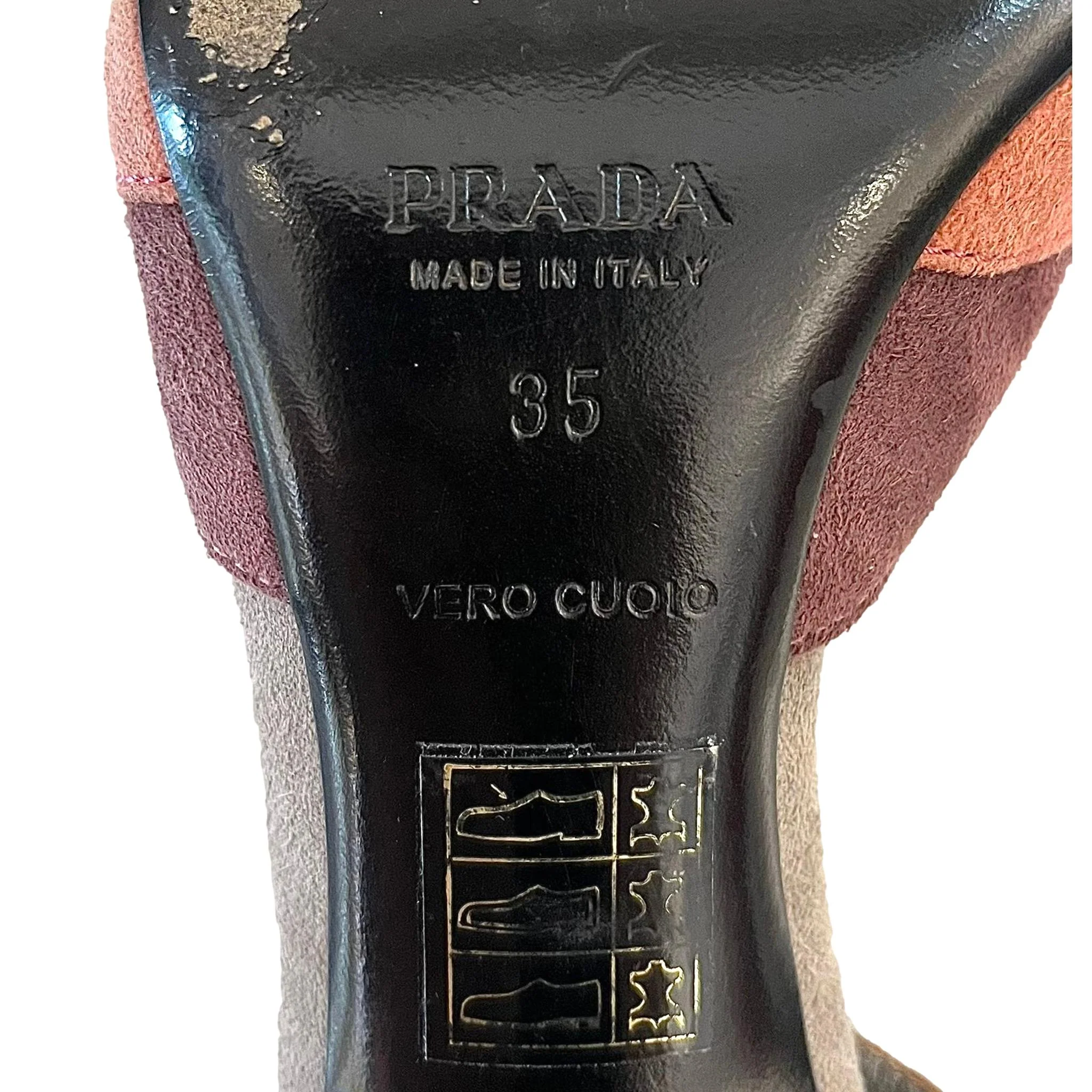Prada Tri-Colour Suede Slingback Pumps. Size 35 - Image 7