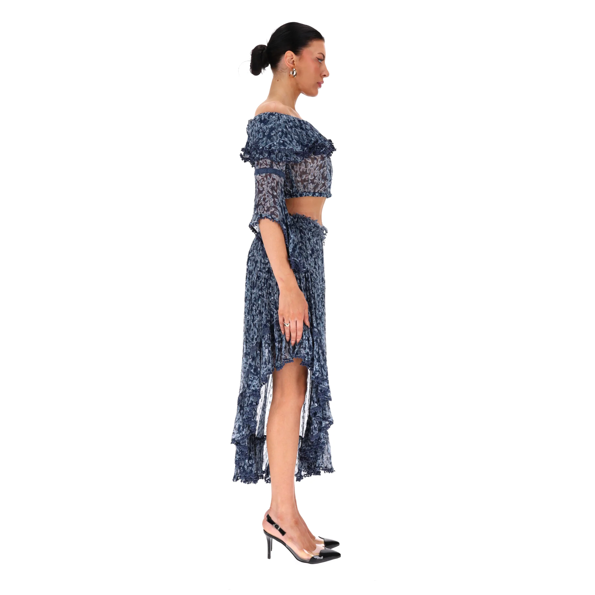 Rahi Cali Off-The-Shoulder Top & Asymmetric Skirt Two-Piece Set. Size S/L - Image 3